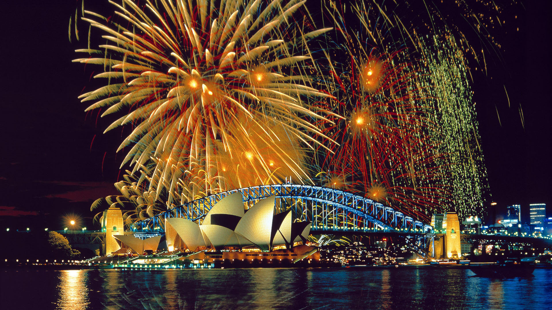Sydney Opera House, Sydney Harbour Bridge, Fuochi d'artificio, Sydney, sfondo per il tuo desktop