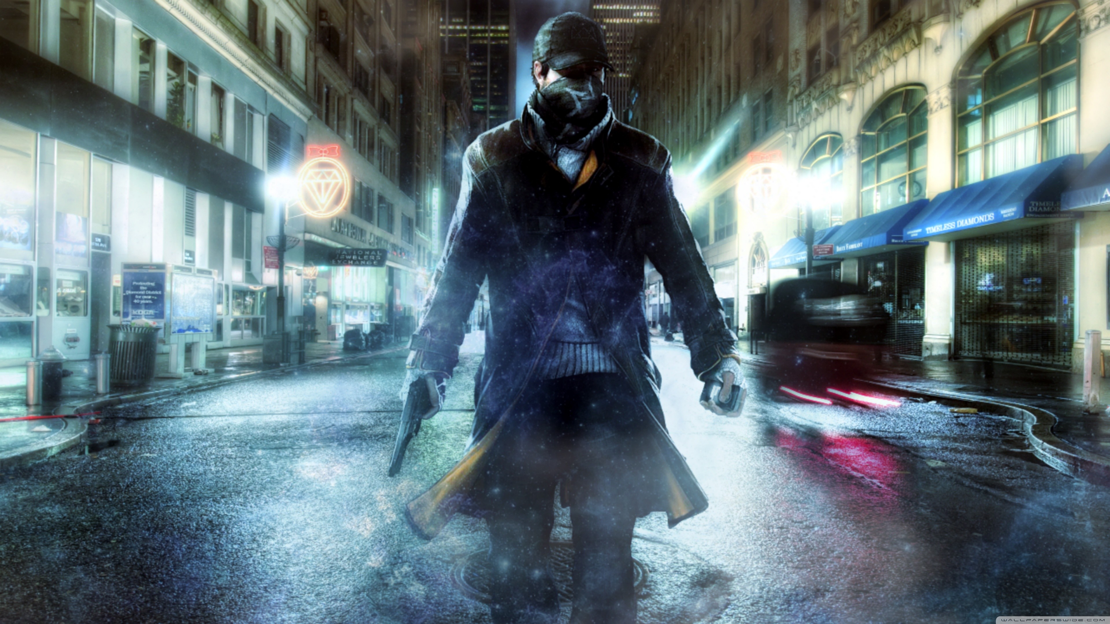 Aiden Pearce, Watch Dogs, Strada, Notte, 4K, sfondo per PC e portatile