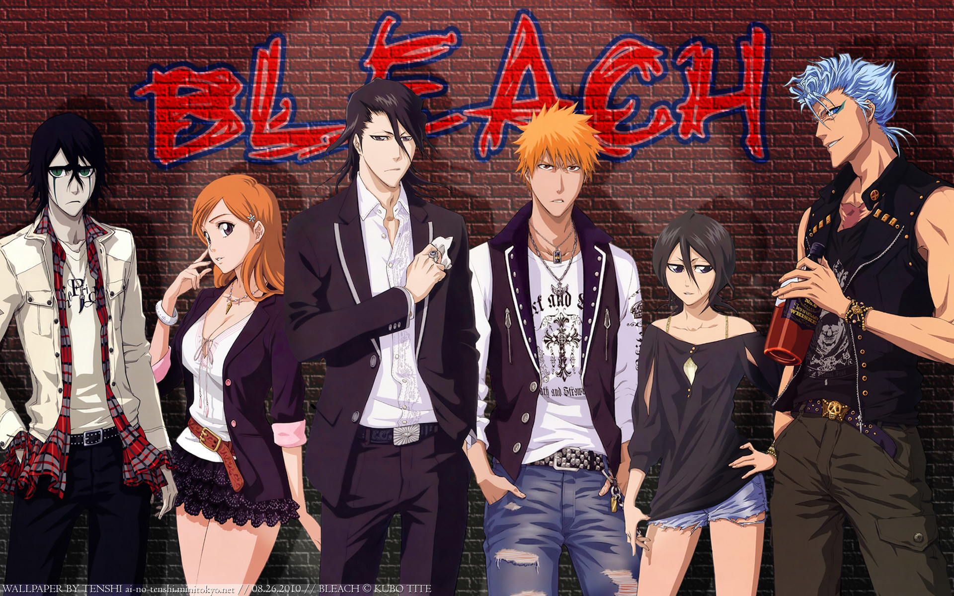 Bleach, Ulquiorra Cifer, Orihime Inoue, Ichigo Kurosaki, Rukia Kuchiki, Grimmjow Jaegerjaquez, sfondo desktop