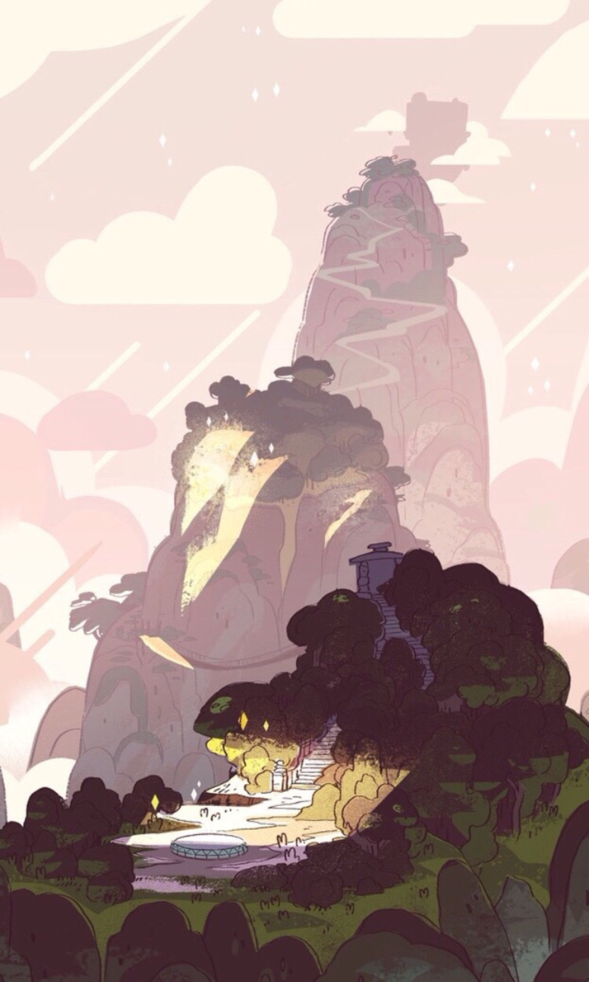 Steven Universe, Tempio di cristallo, Scogliera, Rosa pastello, Full HD, sfondo verticale per cellulare