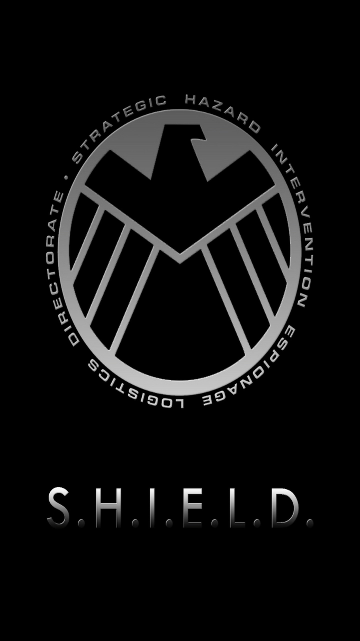 S.H.I.E.L.D., Marvel, Logo, Sfondo nero, QHD+, schermata di blocco del cellulare