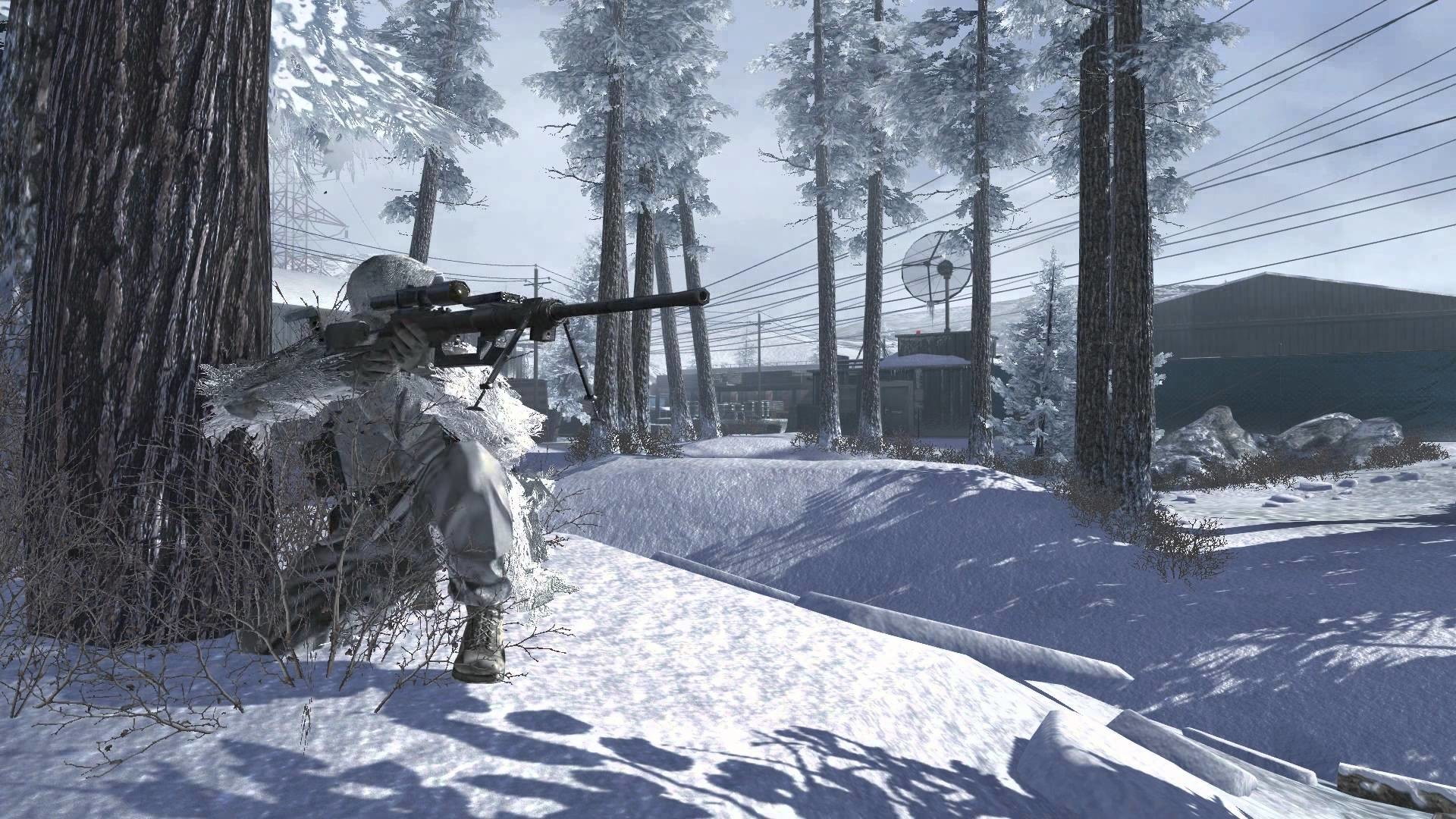 Call of Duty 4: Modern Warfare, Cecchino, Neve, Ghillie suit, Full HD 1080p, sfondo desktop