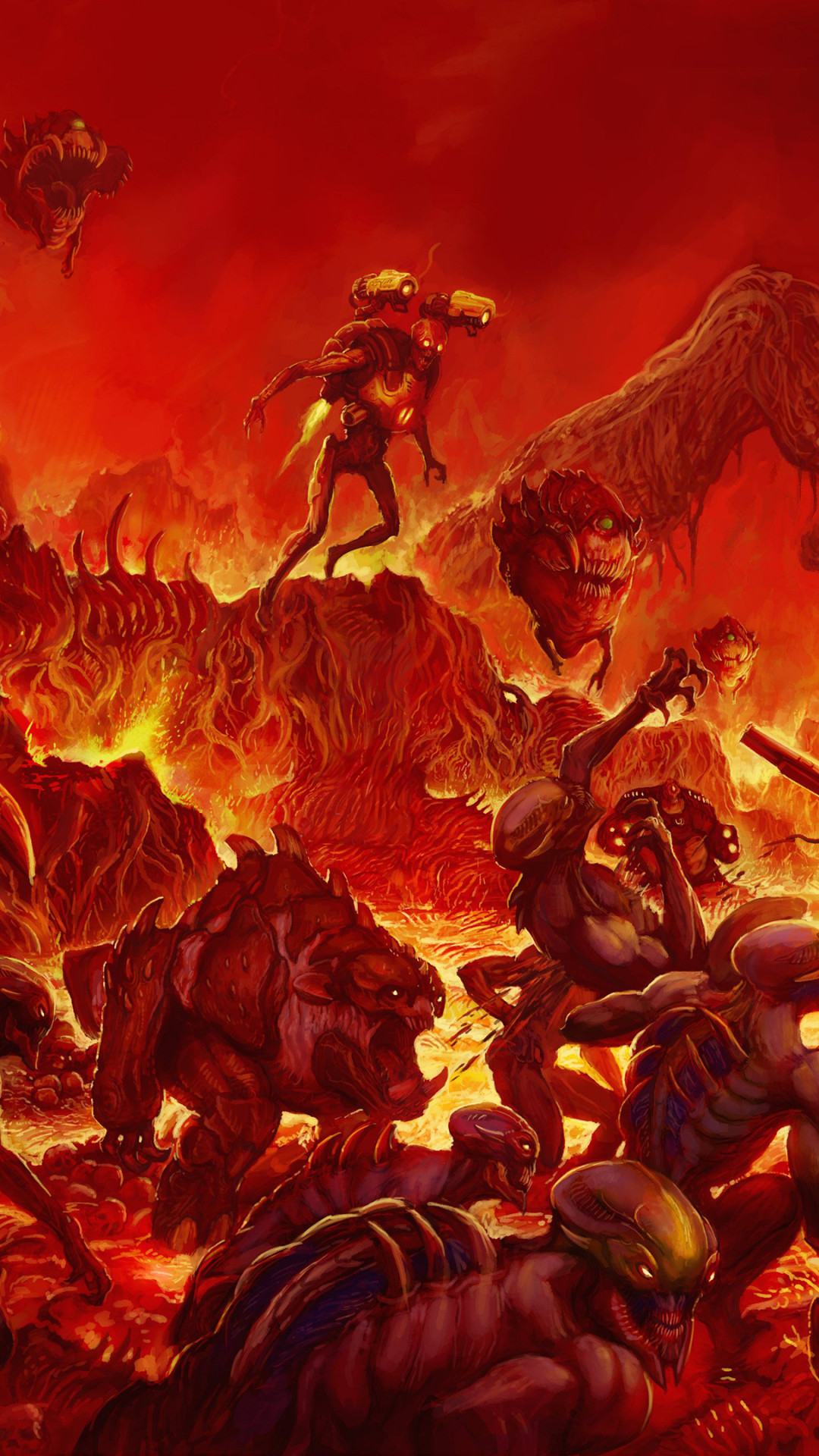 Doom (2016), Doom Slayer, Copertina, Demoni, Inferno, Full HD, sfondo verticale per cellulare