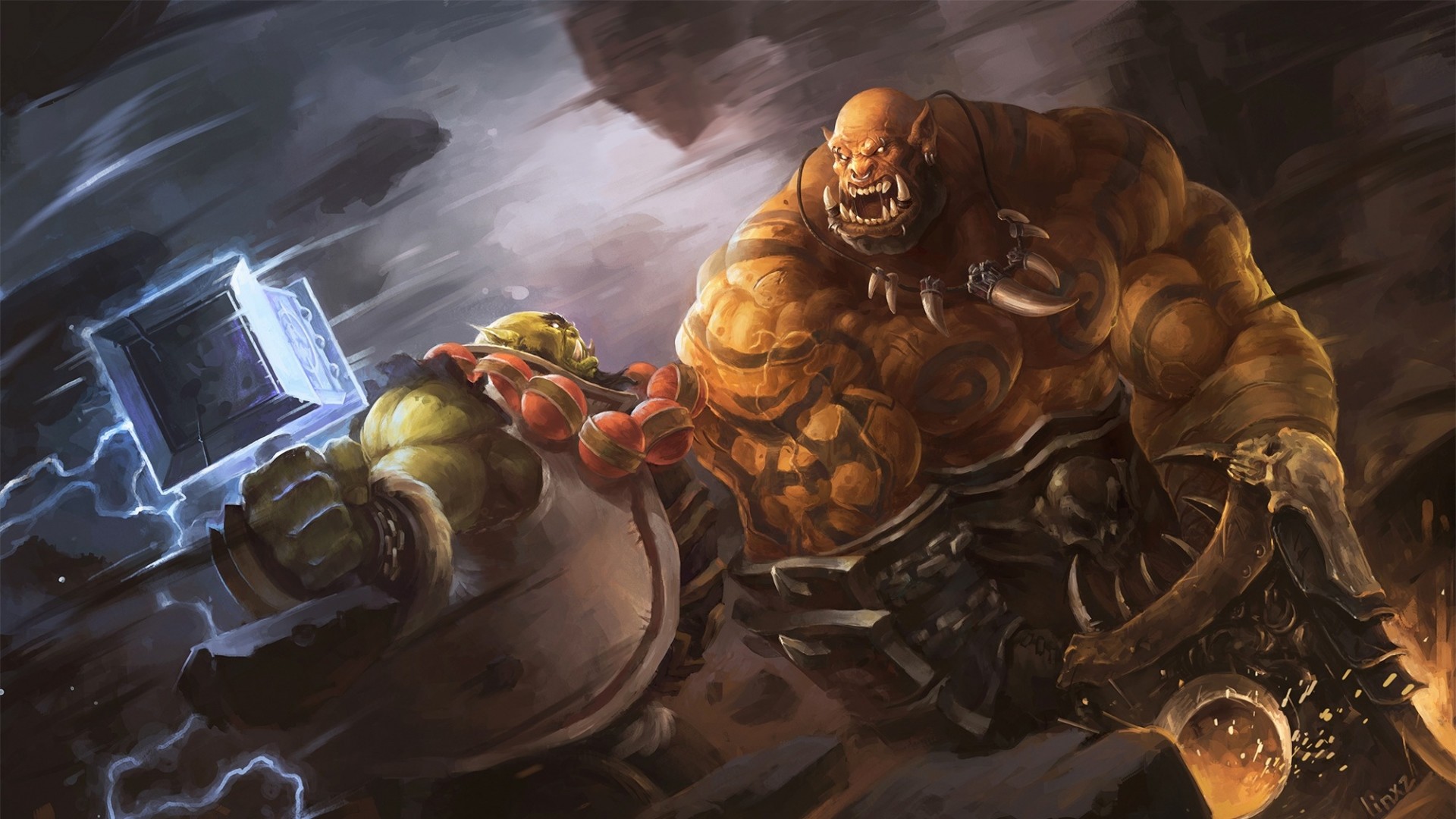 World of Warcraft, Orchi, Martello, Fulmine, Battaglia, 1920x1080, immagine di sfondo