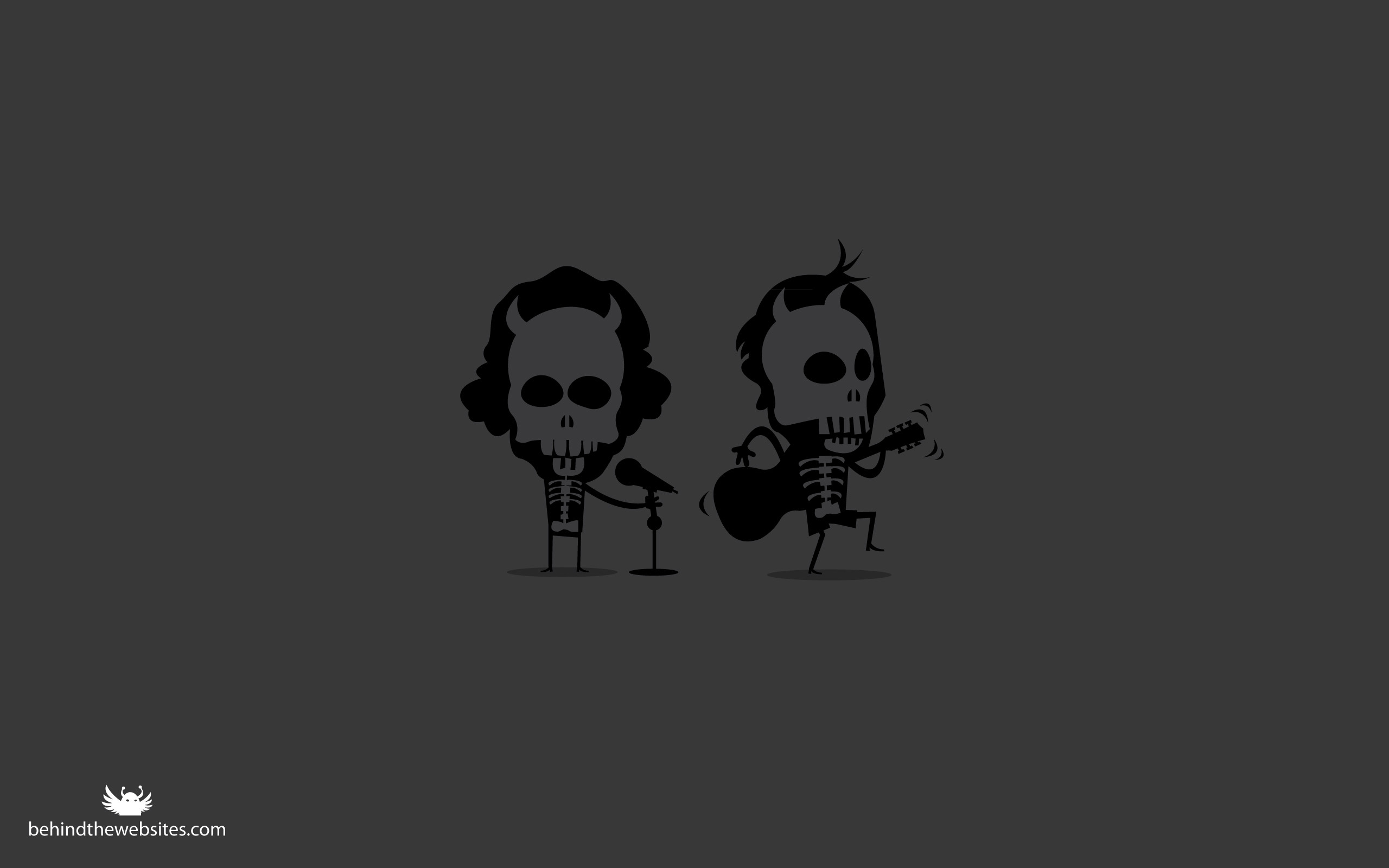 Scheletri, Chitarra, Band, Sfondo grigio, 2560x1600, wallpaper desktop