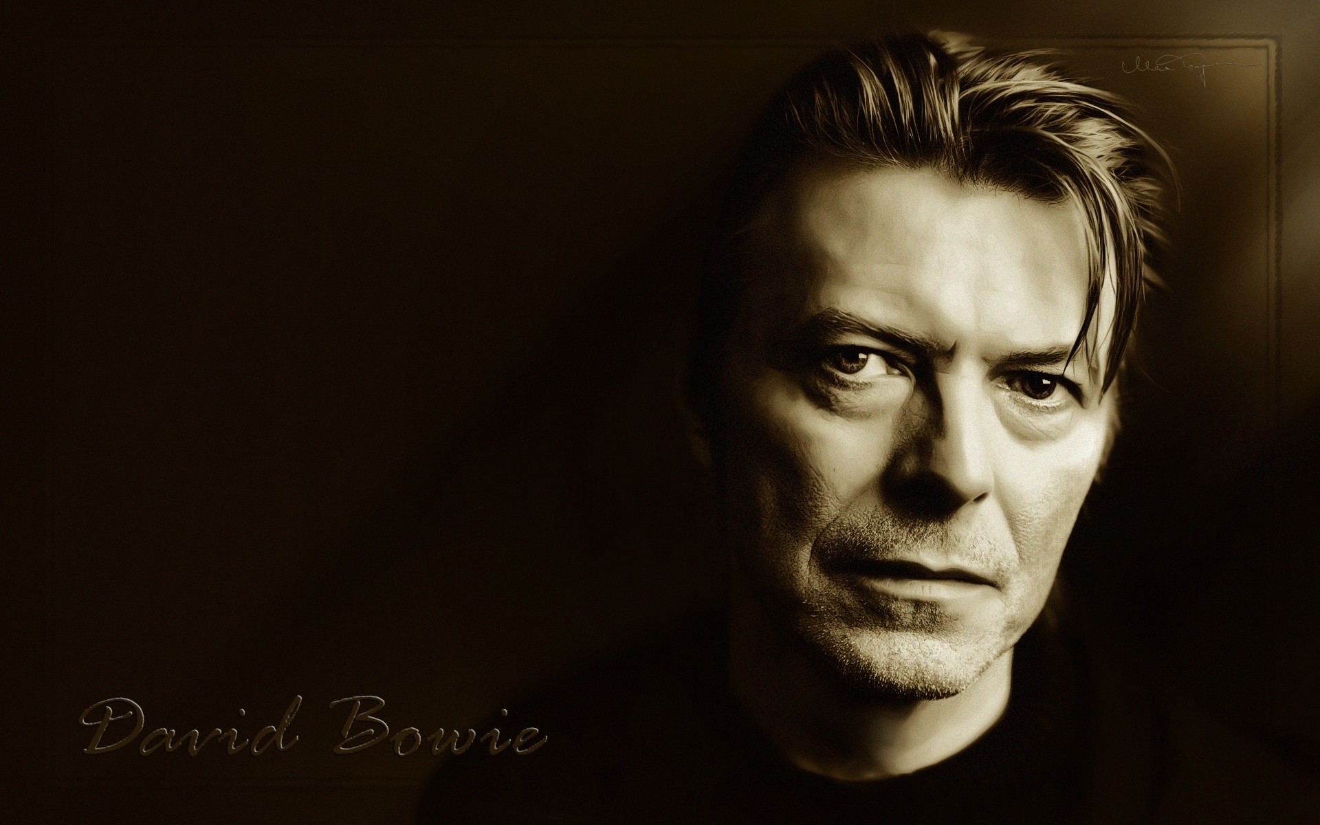 David Bowie, Ritratto, Seppia, Primo piano, Full HD, sfondo per PC e portatile