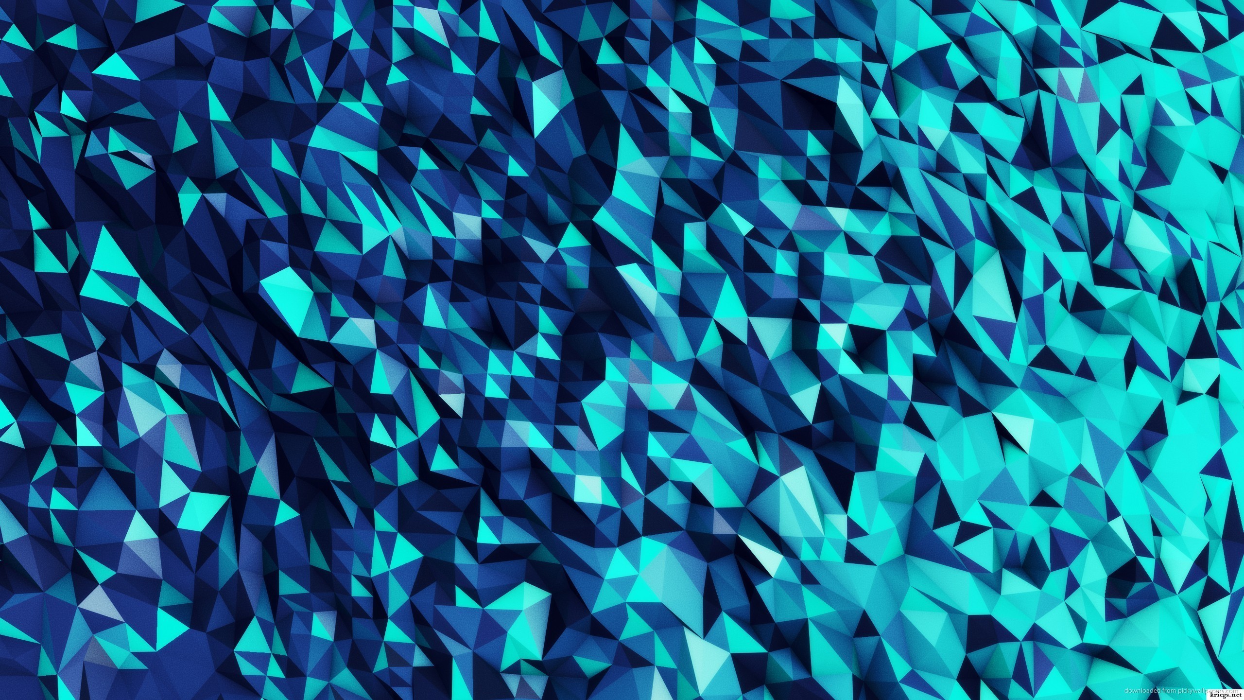 Poligoni, Turchese e blu, Frammenti, 2K 1440p, sfondo desktop