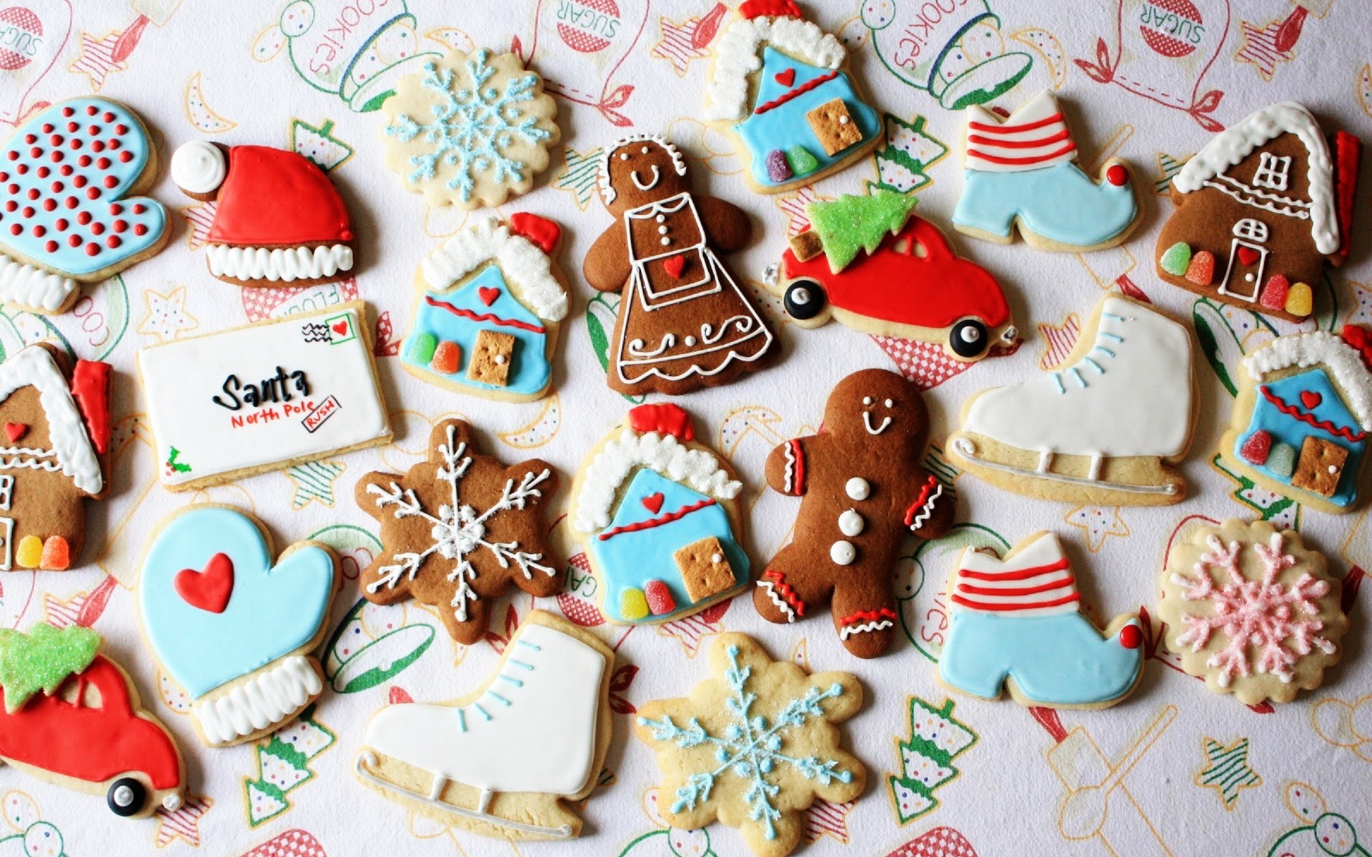 Biscotti di Natale decorati, Omino di pan di zenzero, Glassa reale, Natale, sfondo per portatile