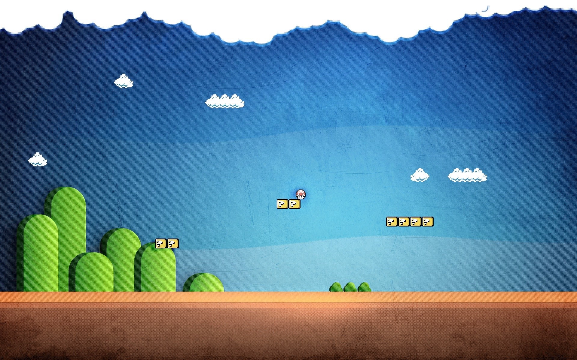 Super Mario Bros., Colline verdi, Blocchi, Nuvole, 8 bit, 1920x1200, sfondo per PC
