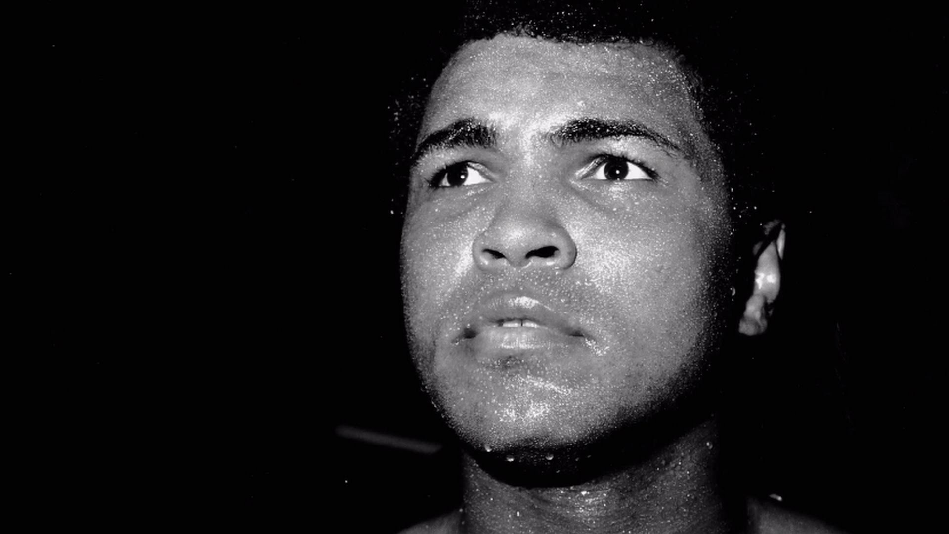 Muhammad Ali, Ritratto, Bianco e nero, Sfondo nero, Full HD, wallpaper per computer