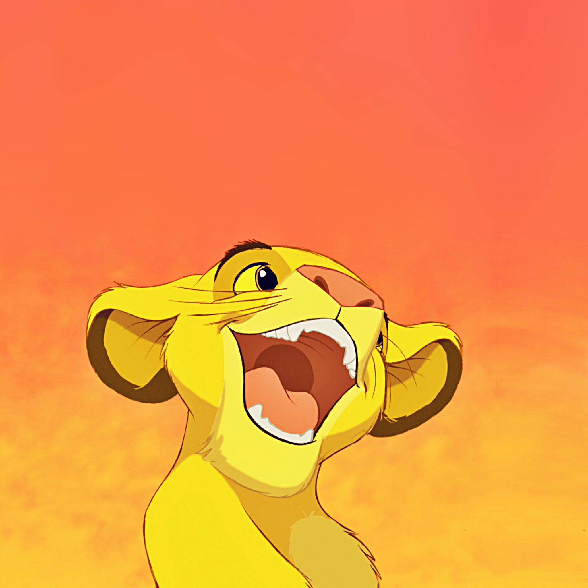 Simba, Il Re Leone, Disney, Cucciolo di leone, Sfondo arancione, schermata di blocco iPhone