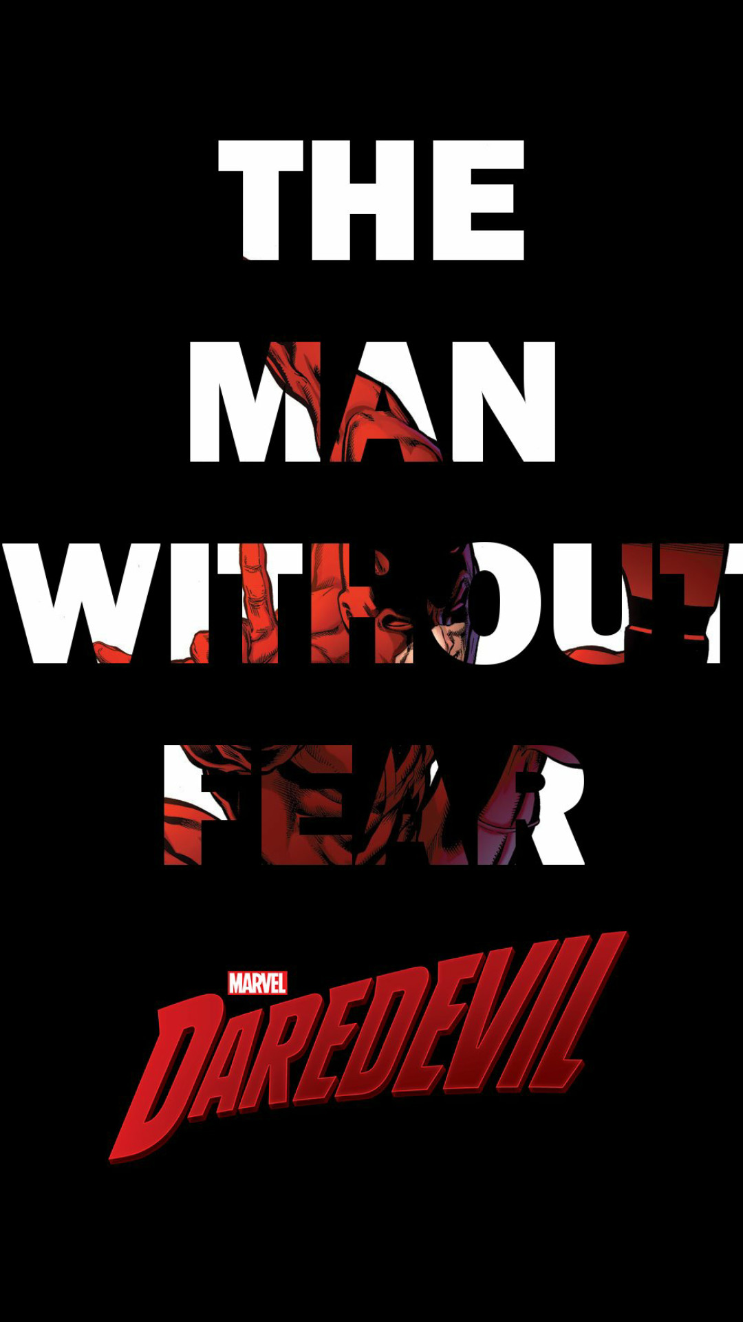 Daredevil, The Man Without Fear, Logo, Tipografia, Full HD, sfondo per iPhone e Android