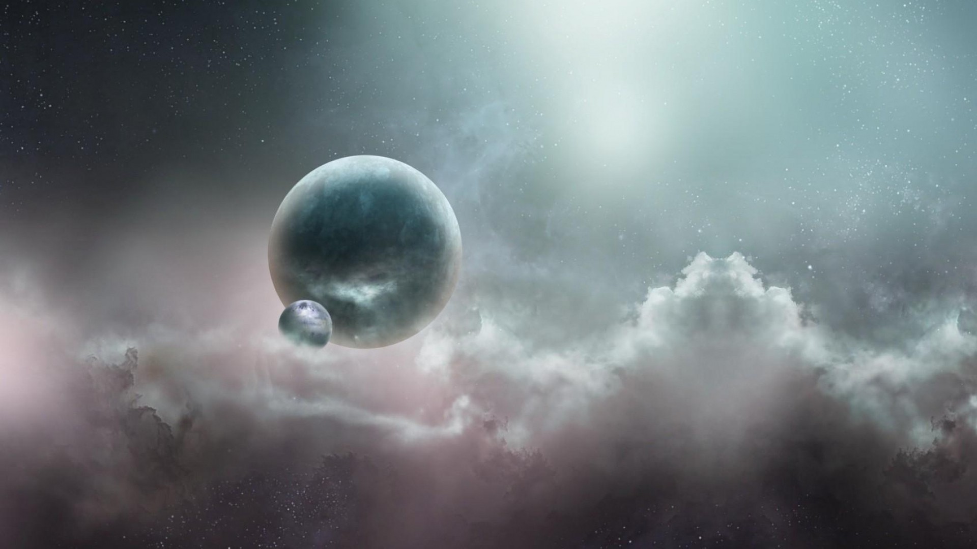 Pianeti, Nuvole, Arte spaziale, Grigio, 1920x1080, sfondo per PC