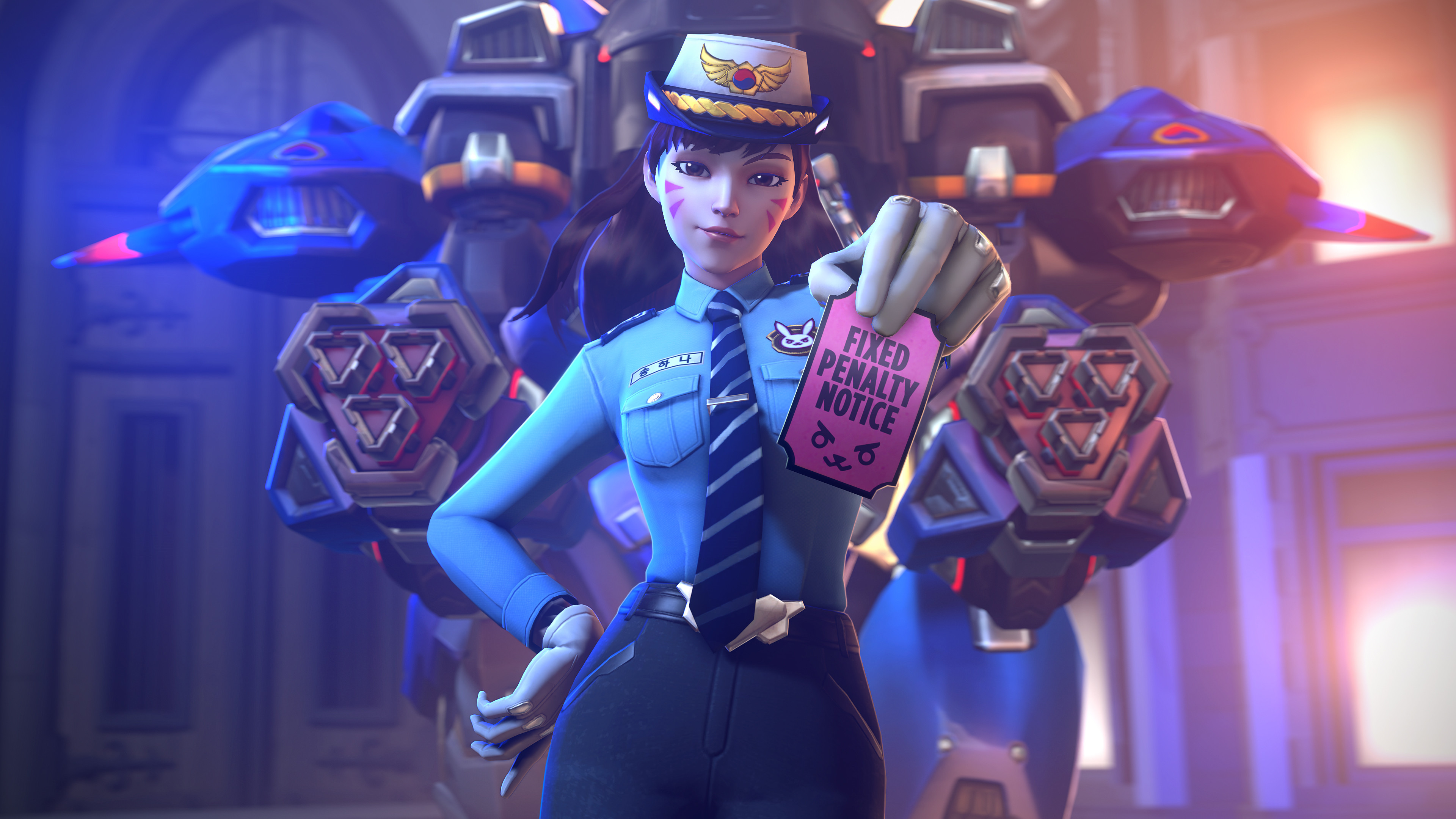 D.Va, Officer D.Va, Overwatch, Skin poliziotta, MEKA, 4K, sfondo Windows 11