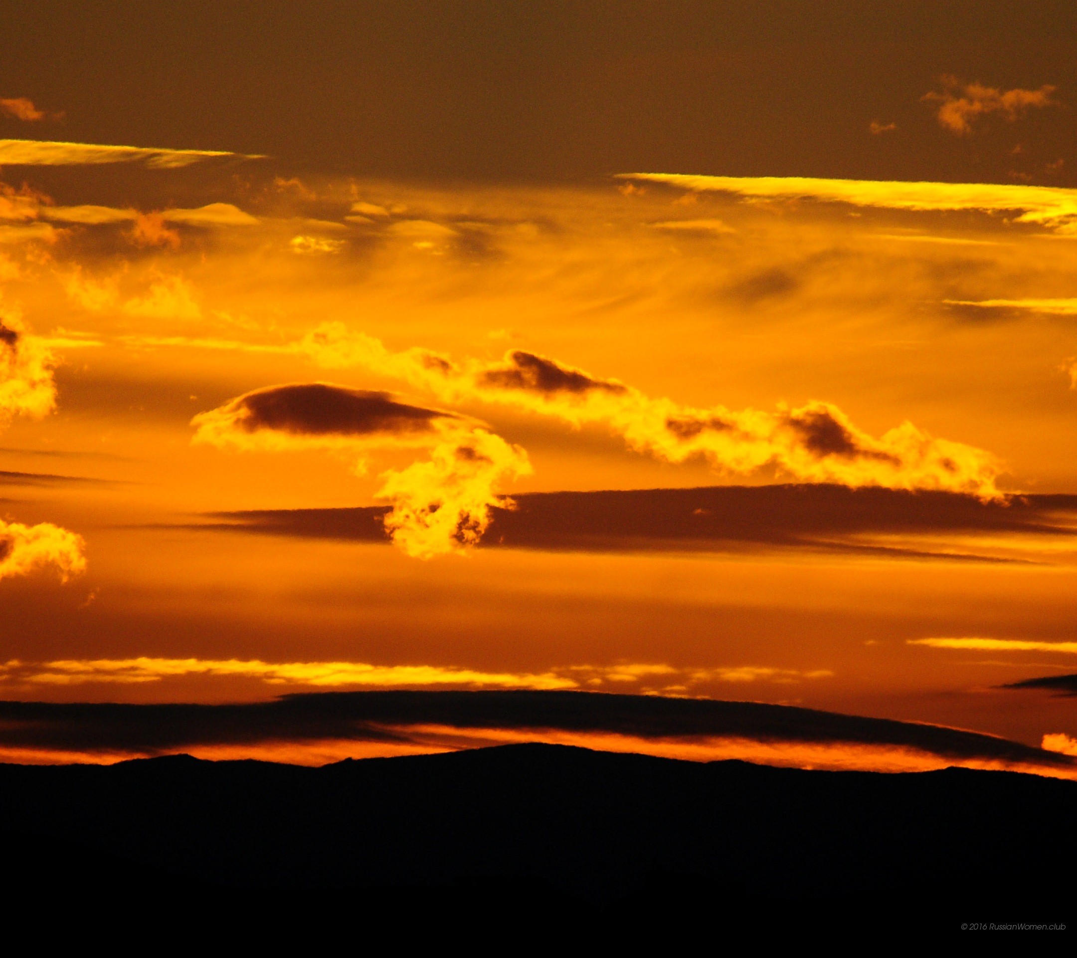 Tramonto, Nuvole, Cielo arancione, sfondo Android