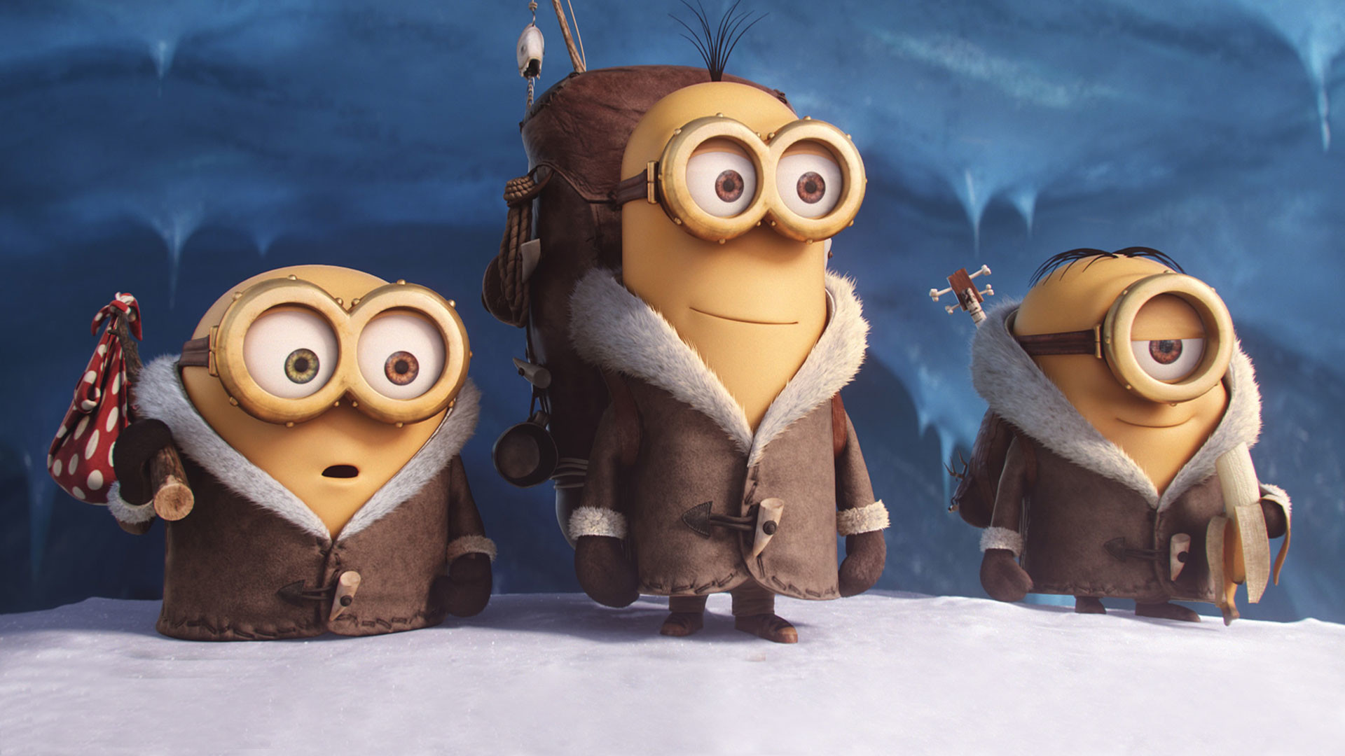 Kevin, Stuart, Bob, Minions, Antartide, Pellicce, 16:9 Full HD, sfondo widescreen