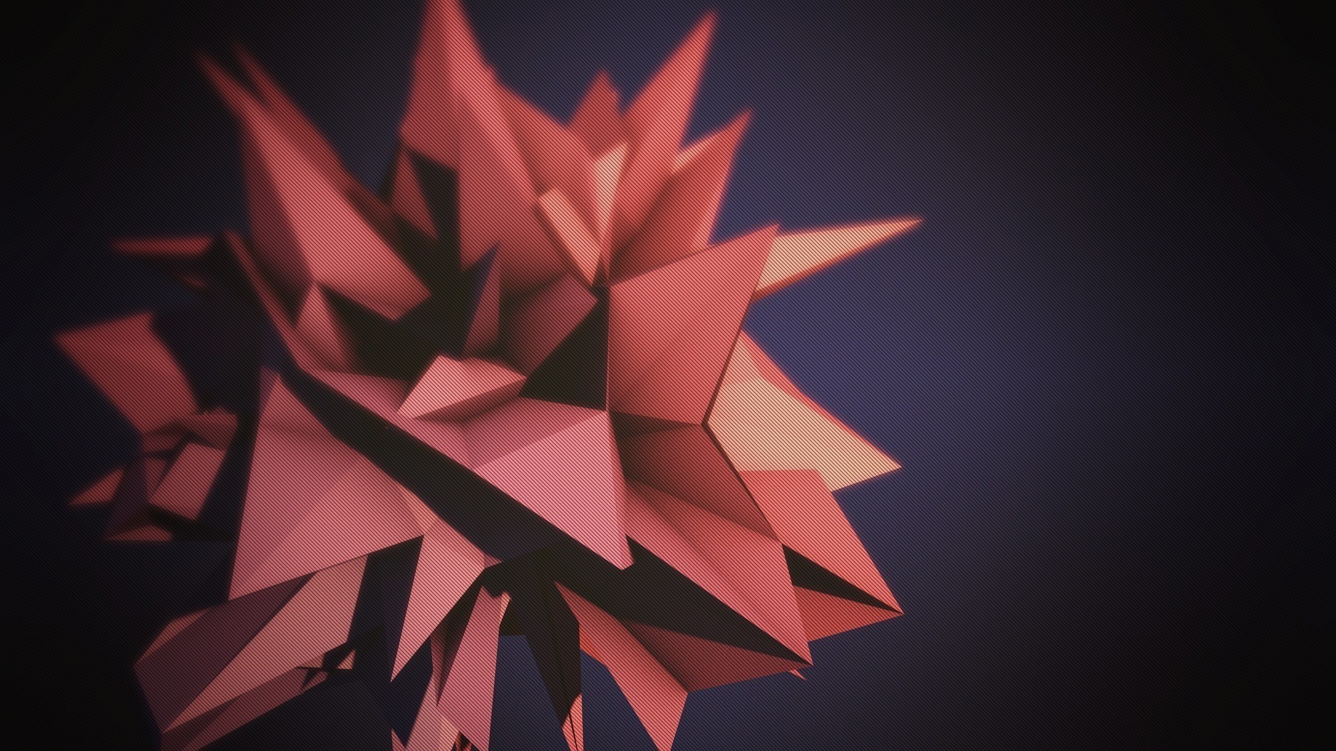 Poligoni 3D, Forma astratta, Rosa, Sfondo scuro, Full HD, wallpaper per computer