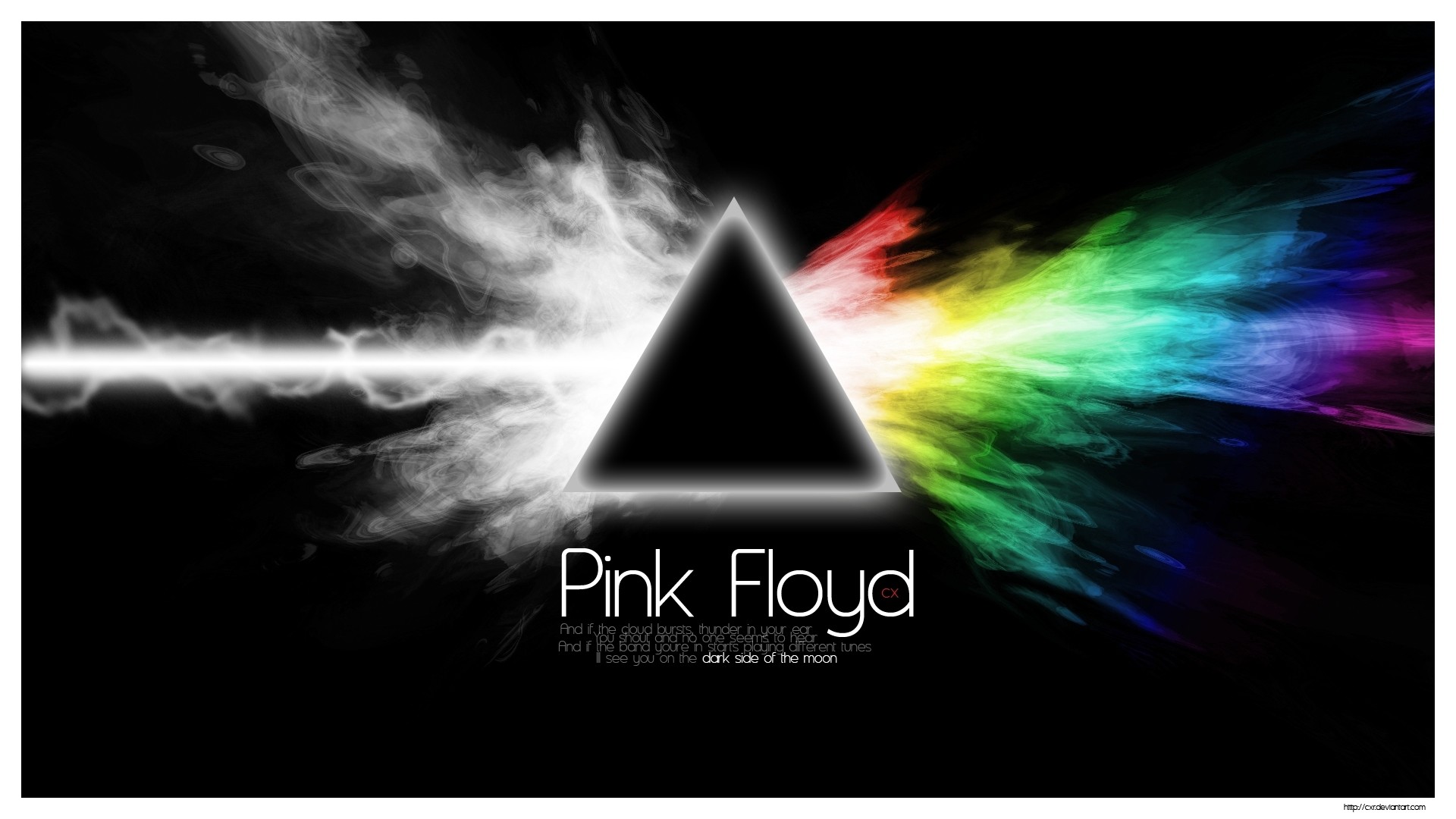 Pink Floyd, The Dark Side of the Moon, Prisma, Fumo colorato, Sfondo nero, wallpaper 1920x1080