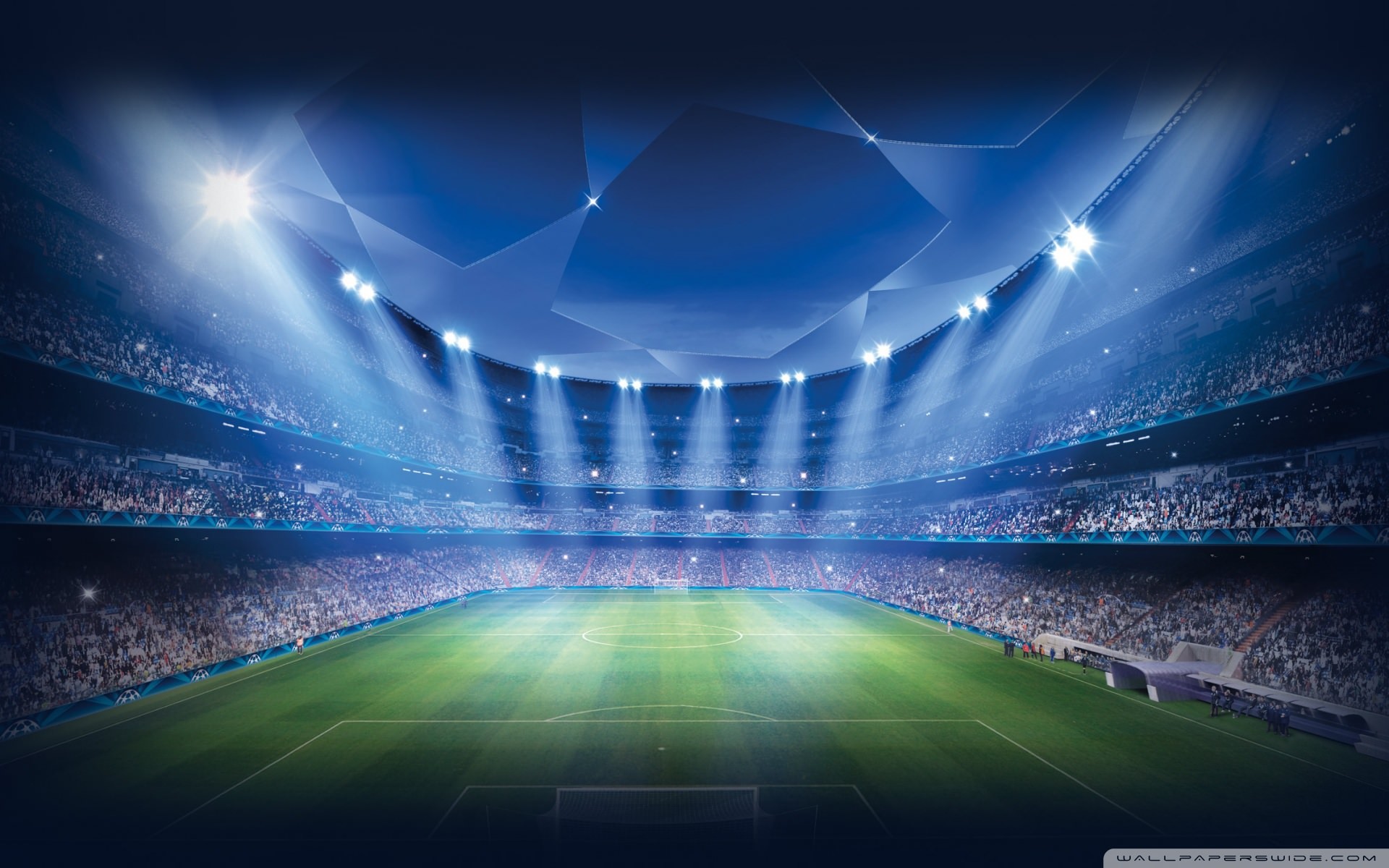 UEFA Champions League, Stadio di calcio, Riflettori, Calcio, 1920x1200, immagine di sfondo