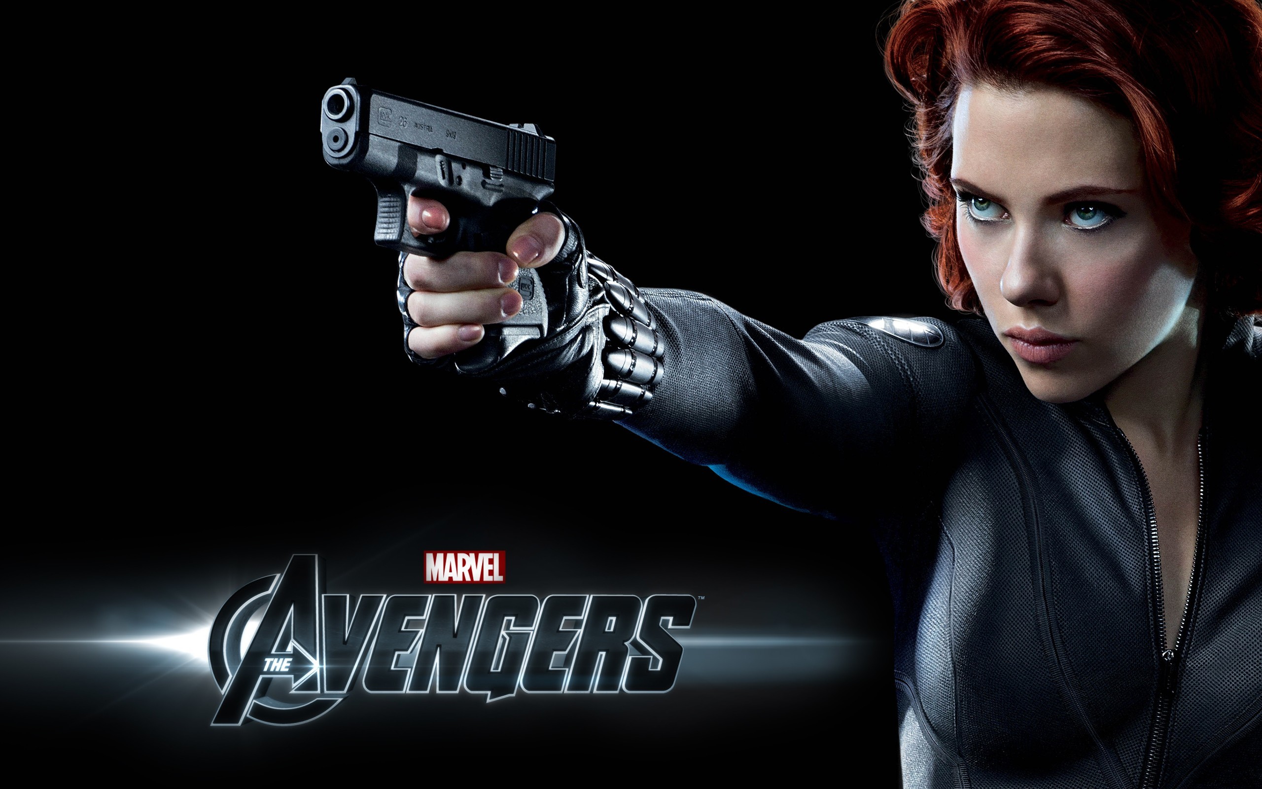 Vedova Nera, Scarlett Johansson, The Avengers, Pistola, Logo, 2560x1600, sfondo per PC