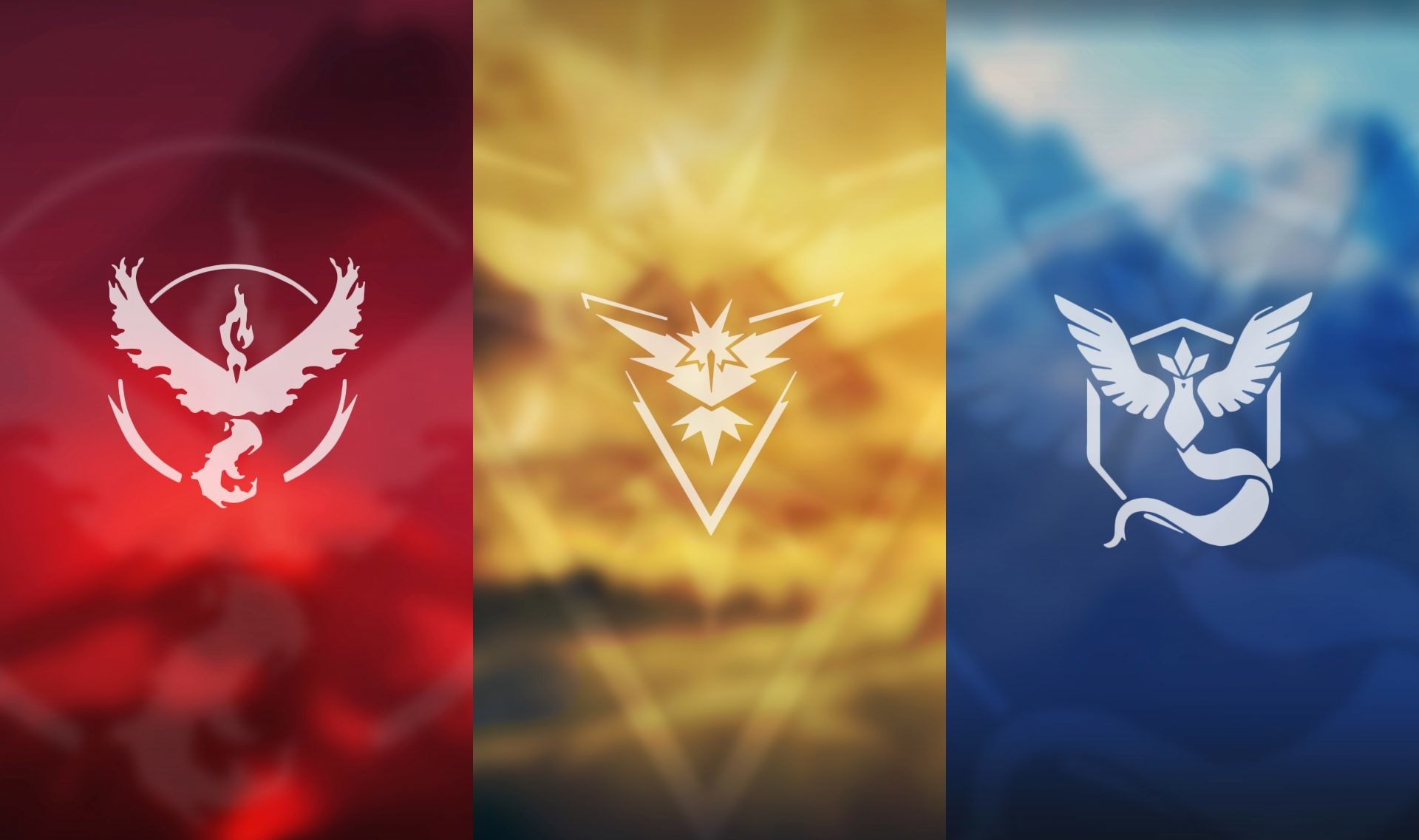 Pokémon GO, Team Valor, Team Instinct, Team Mystic, Trittico, Full HD, sfondo desktop