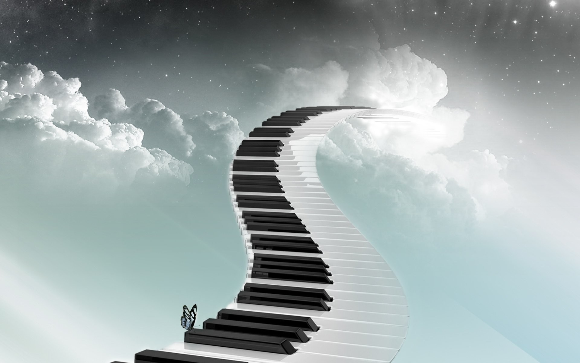 Scala di tasti, Pianoforte, Nuvole, Surreale, 1920x1200, sfondo per PC