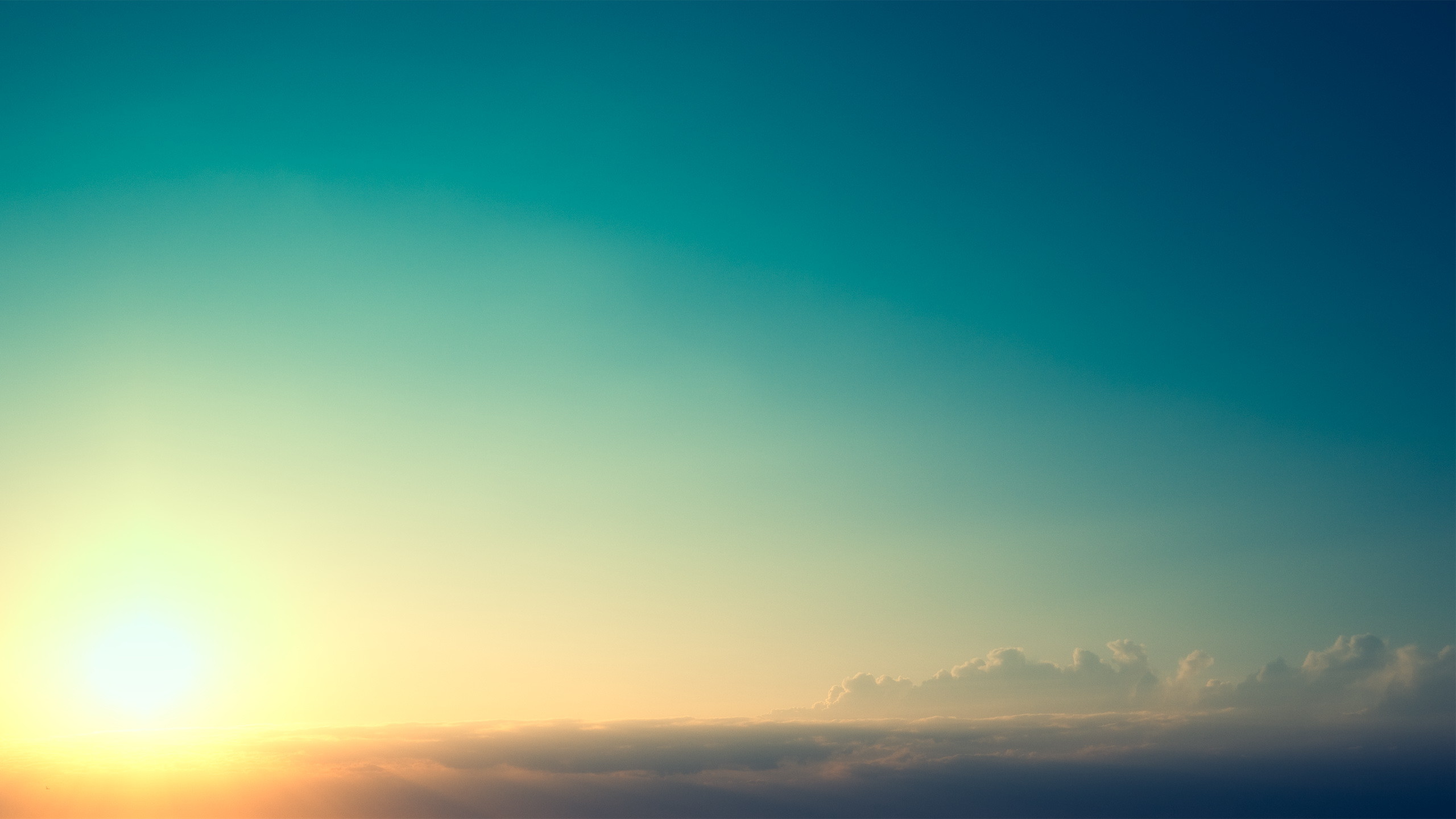 Sole, Cielo, Orizzonte, Verde acqua, 2560x1440, wallpaper desktop