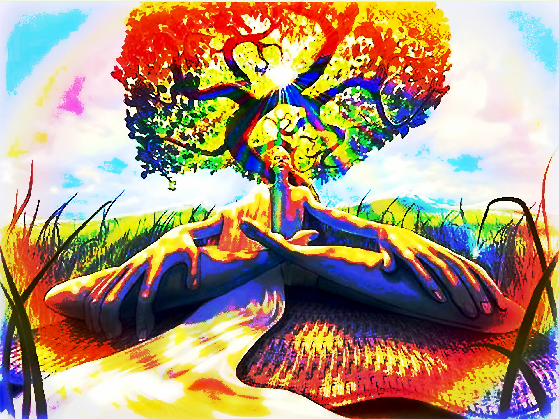 Albero della vita, Meditazione, Arcobaleno, Arte visionaria, Full HD, schermata di blocco iPad