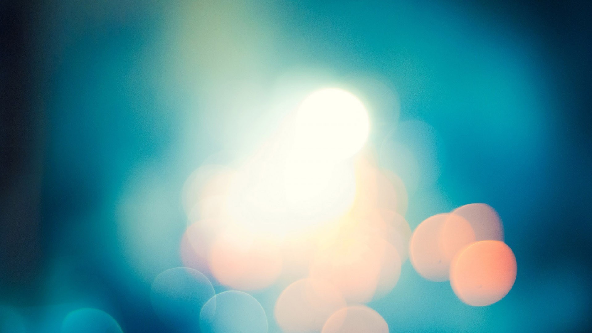 Bokeh, Luci sfocate, Verde acqua, Arancione, 1920x1080, sfondo per PC
