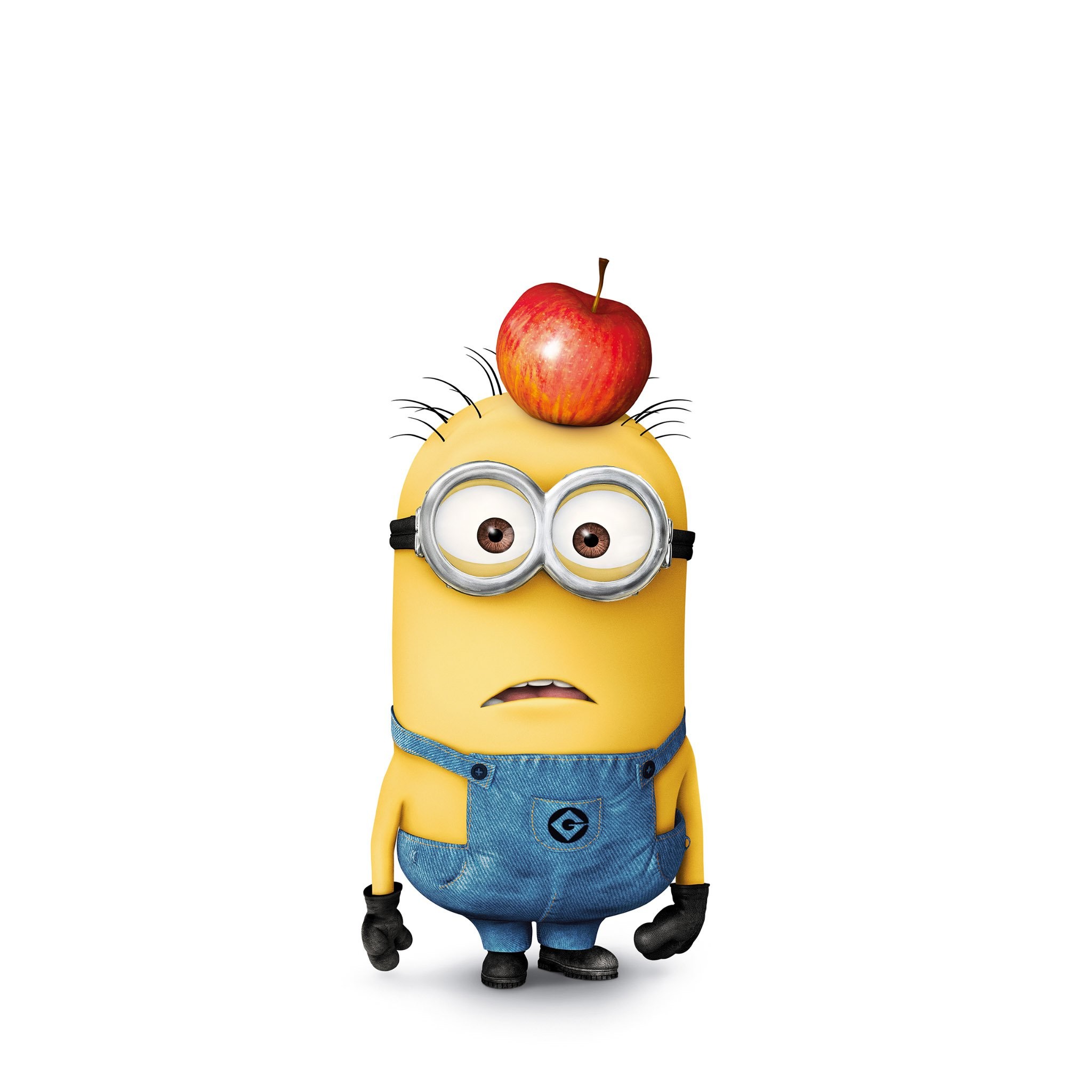 Kevin, Minion, Mela, Sfondo bianco, Full HD, schermata di blocco iPad