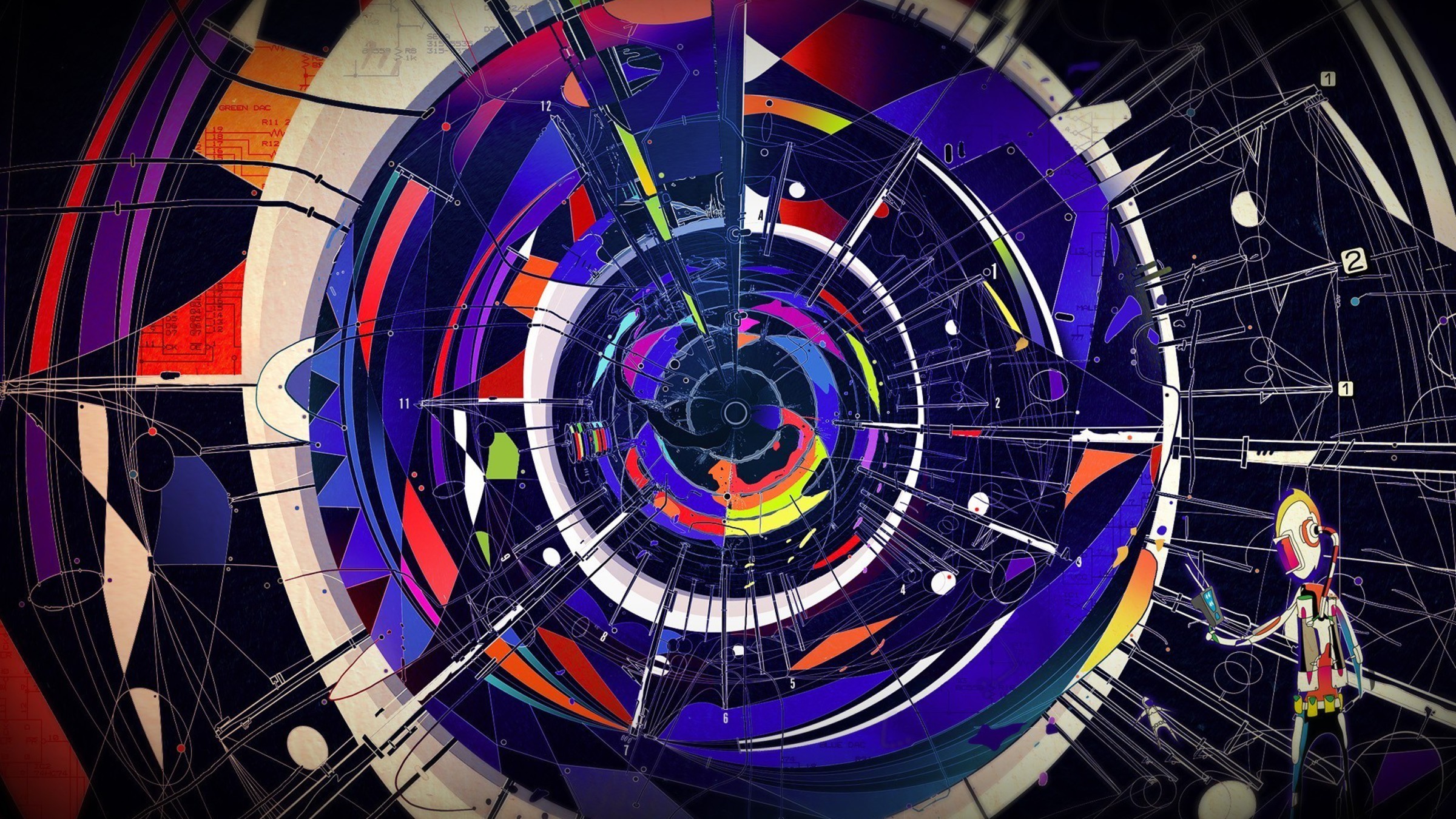 Cerchi astratti, Colori vivaci, Arte geometrica, Full HD, sfondo per portatile
