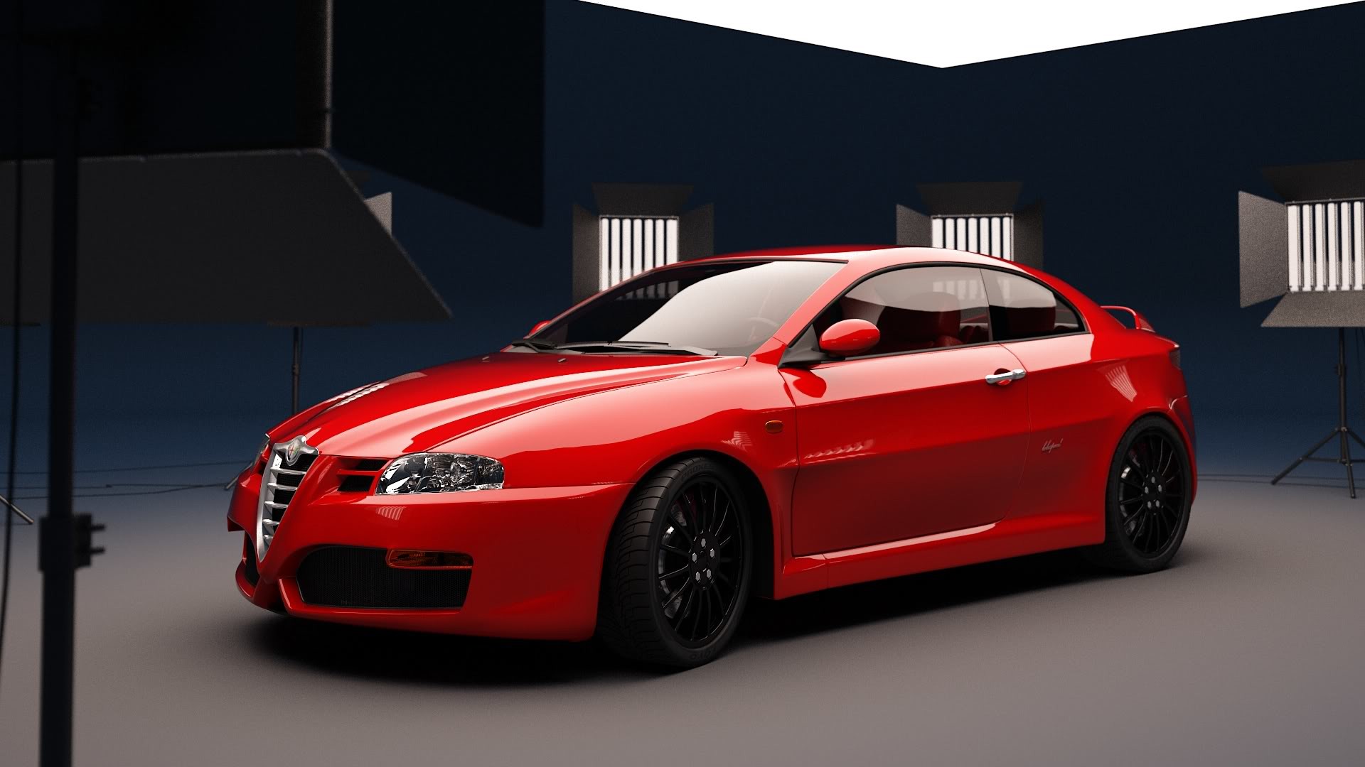 Alfa Romeo GT, Alfa Romeo, Studio fotografico, Rosso, Full HD, sfondo per PC e portatile