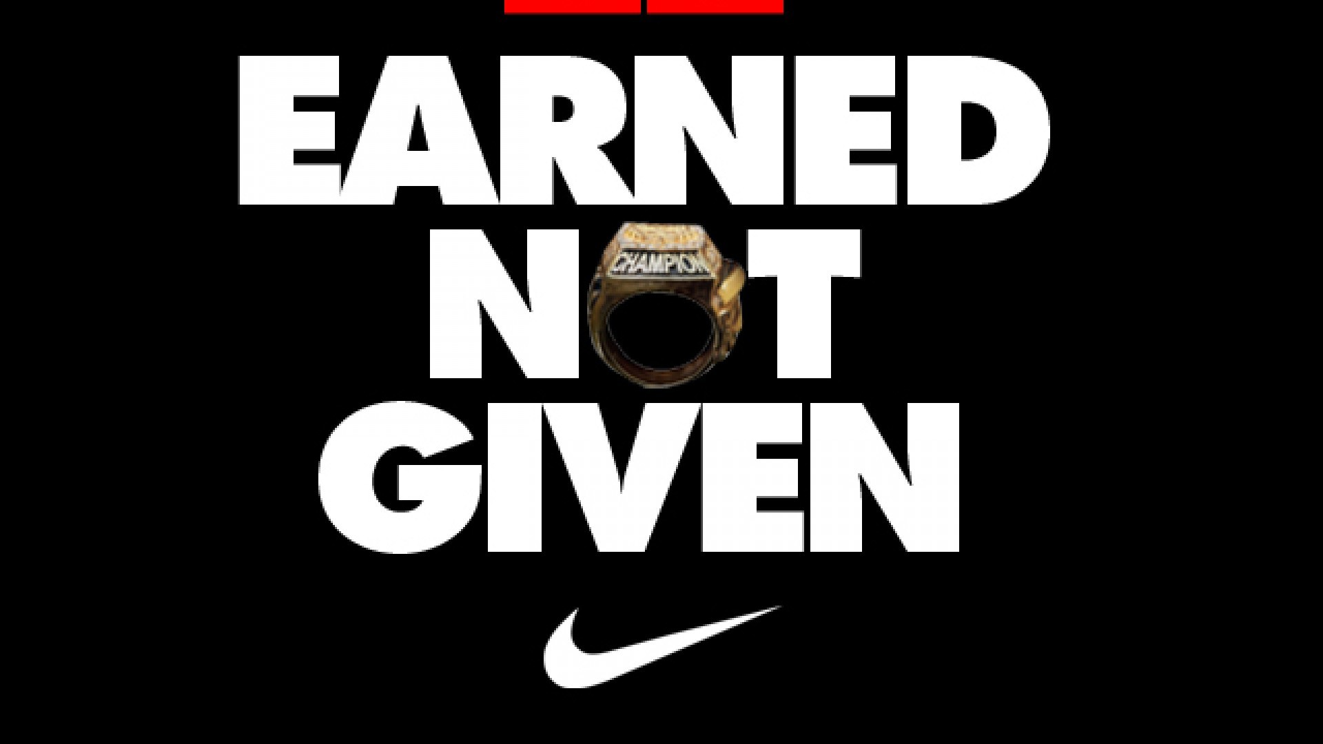 Earned Not Given, Nike, Anello dei campioni, Tipografia, 1920x1080, immagine di sfondo