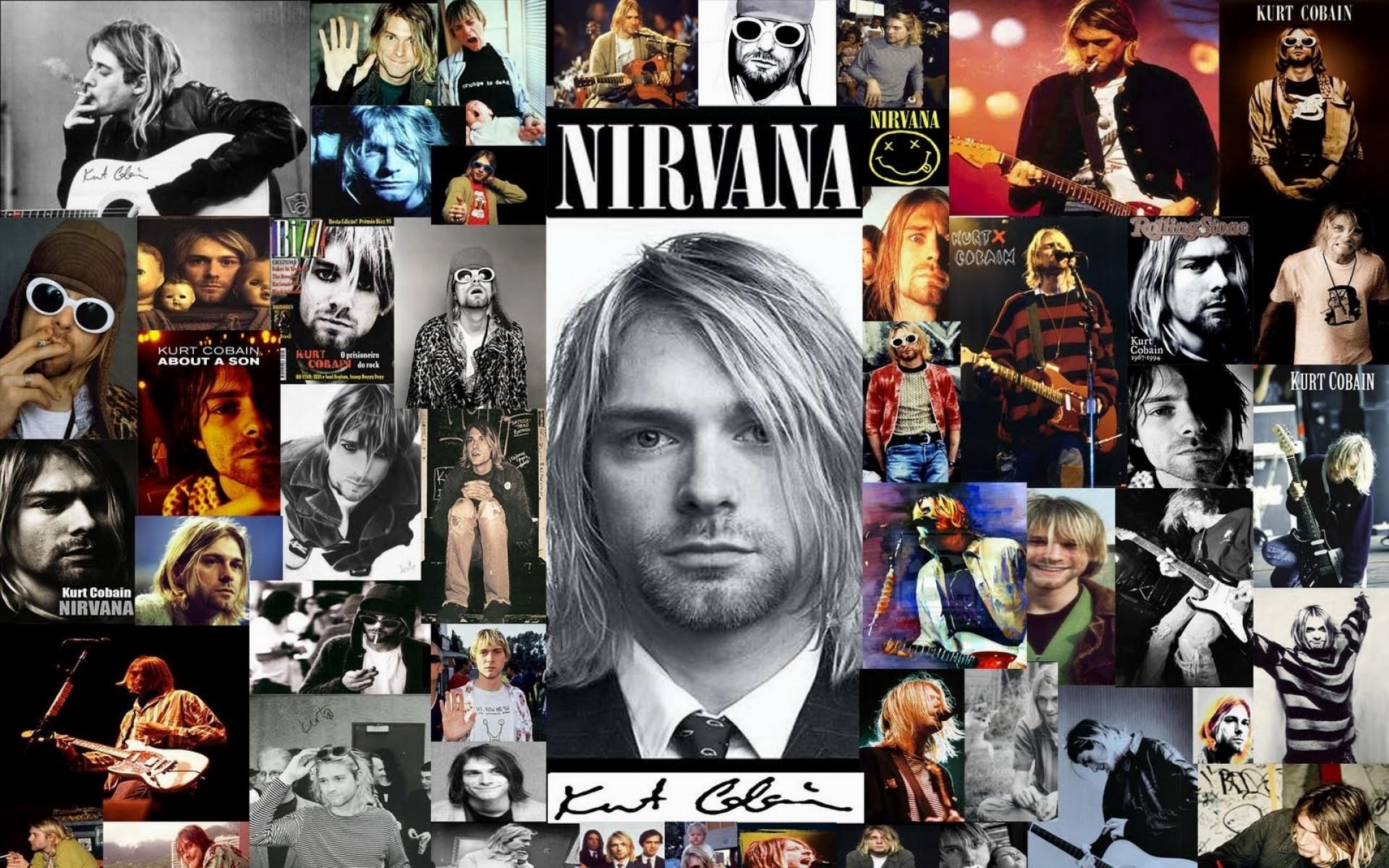 Kurt Cobain, Nirvana, Collage, Foto, Full HD, sfondo per PC