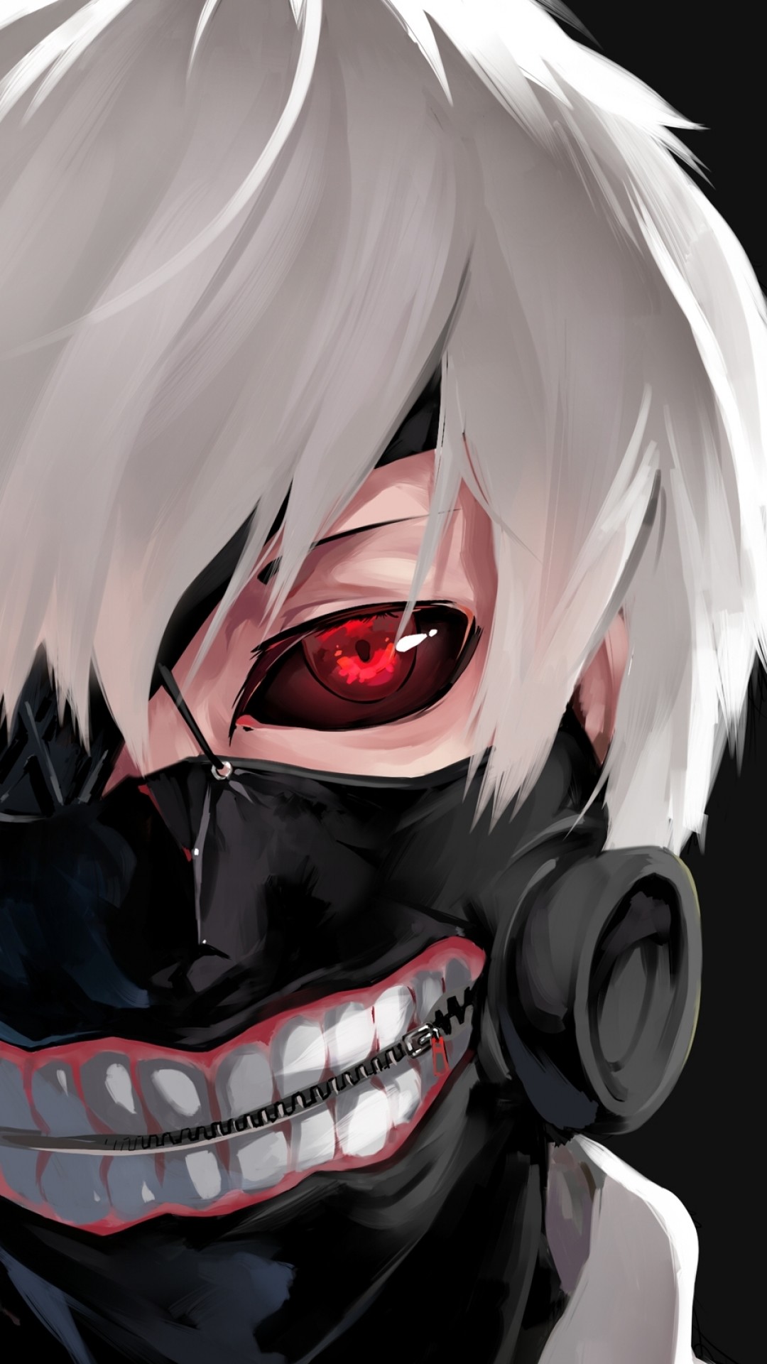 Ken Kaneki, Tokyo Ghoul, Occhio rosso, Capelli bianchi, Full HD, sfondo per iPhone e Android