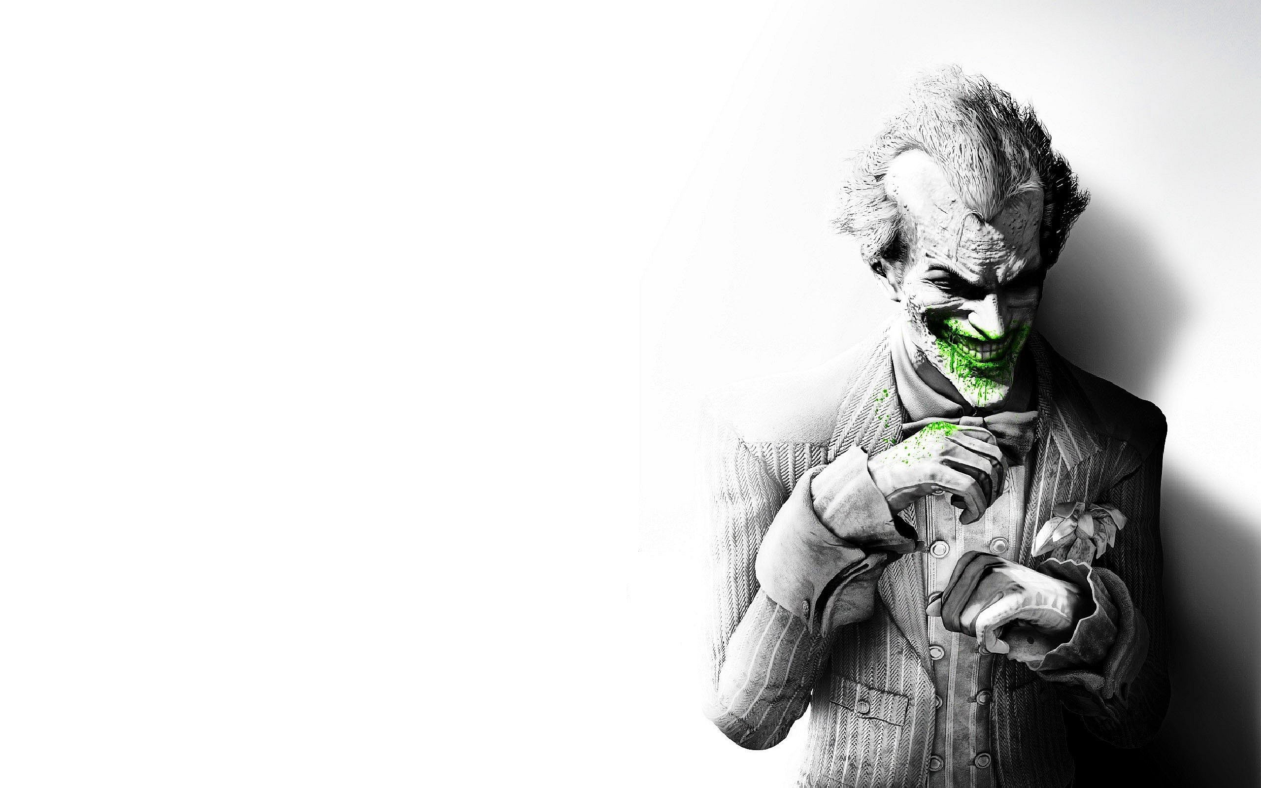 Joker, Batman: Arkham City, Bianco e nero, Sorriso, Videogioco, 2560x1600, immagine di sfondo