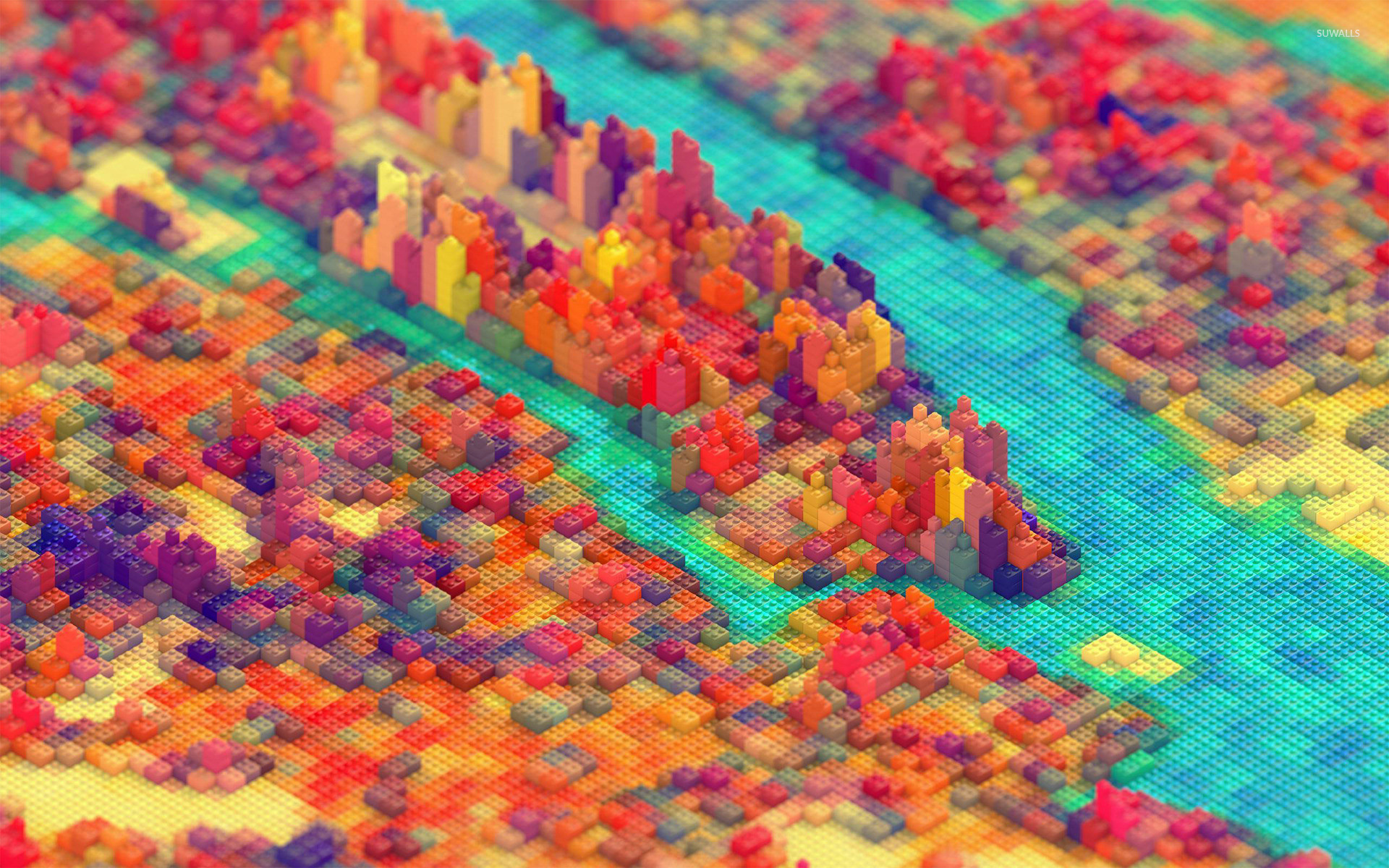 Città LEGO, Mattoncini colorati, Vista aerea, Tilt-shift, 1920x1200, immagine di sfondo