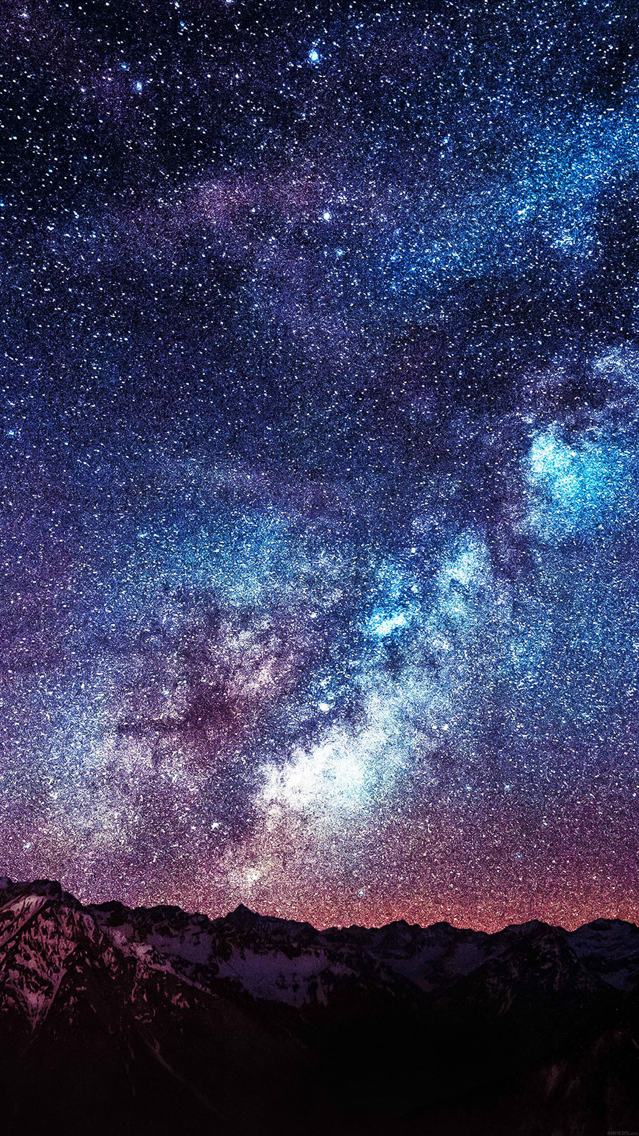 Via Lattea, Montagne, Cielo stellato, Notte, Full HD, schermata di blocco del cellulare