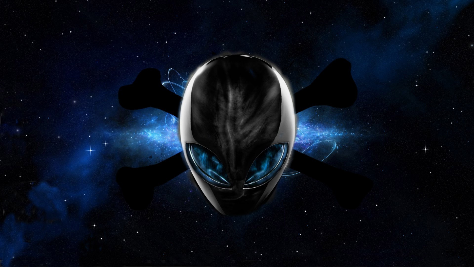 Alienware, Logo alieno, Tibie incrociate, Spazio, Full HD, sfondo Windows 11