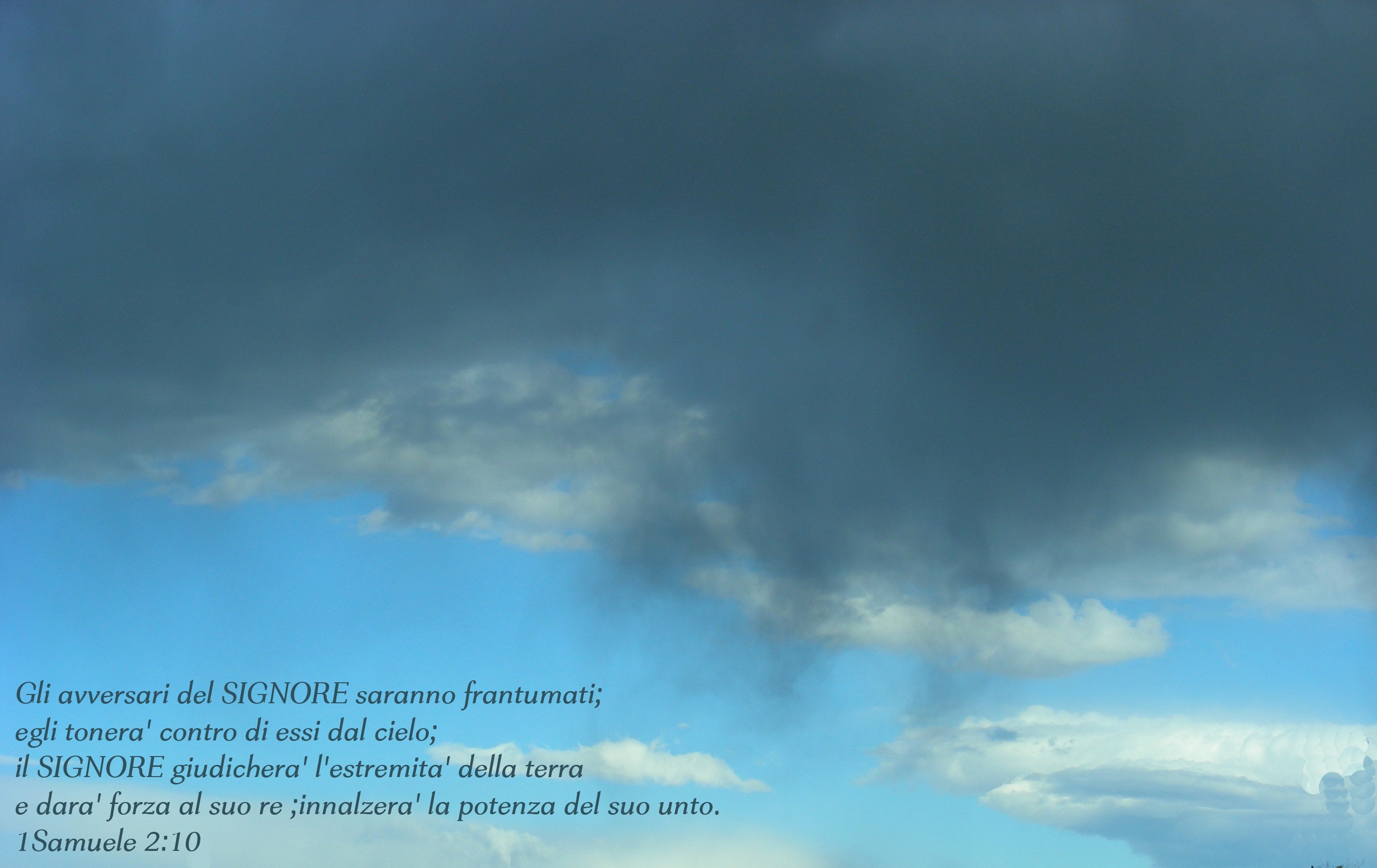 Cielo nuvoloso, 1 Samuele 2:10, Citazione biblica, Nuvole, Azzurro, sfondo Windows 11