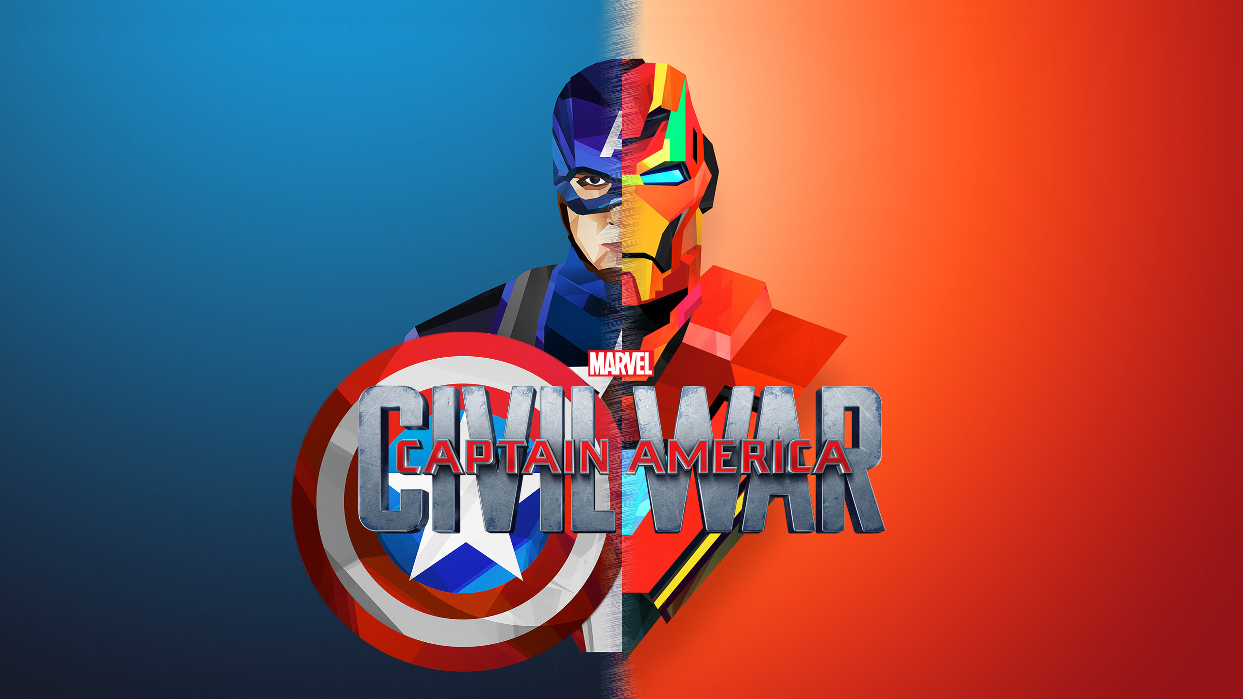 Captain America, Iron Man, Captain America: Civil War, Logo, Arte vettoriale, sfondo 1440p