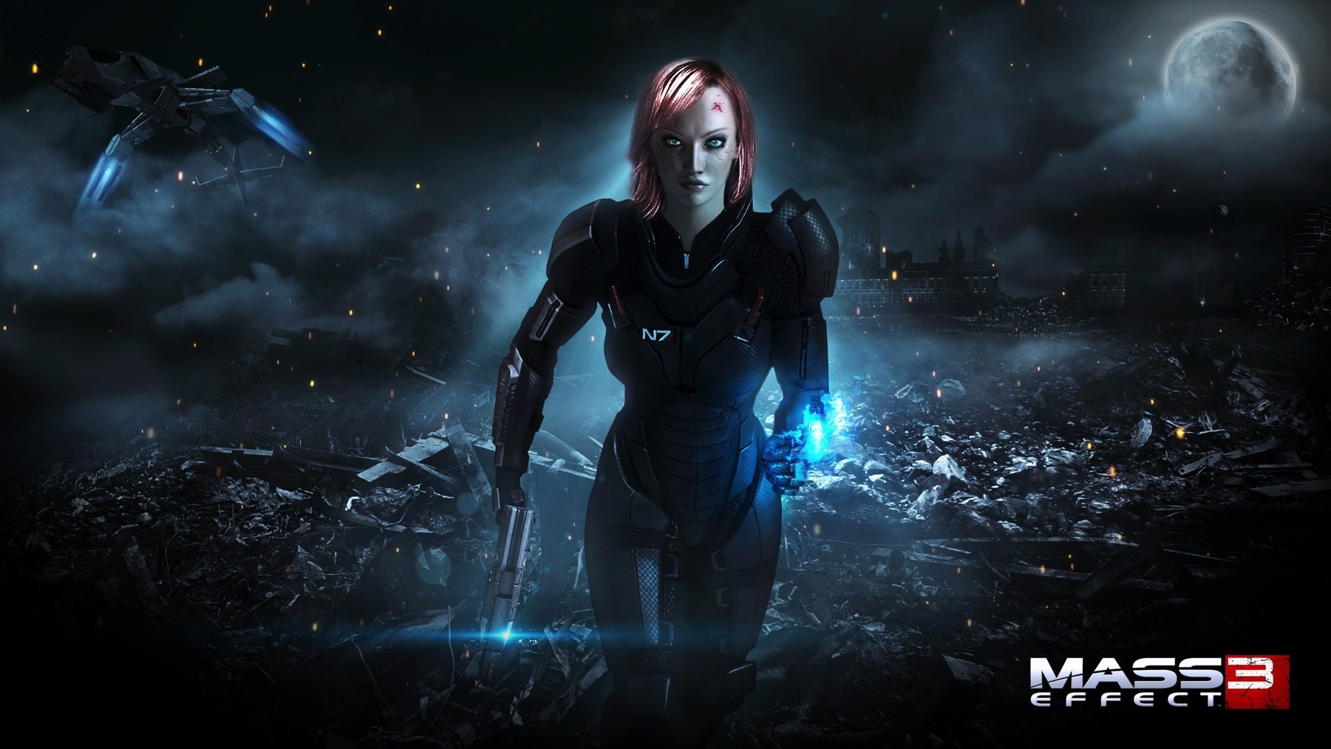 Comandante Shepard, FemShep, Mass Effect 3, Mass Effect, Rovine, sfondo 16:9 Full HD