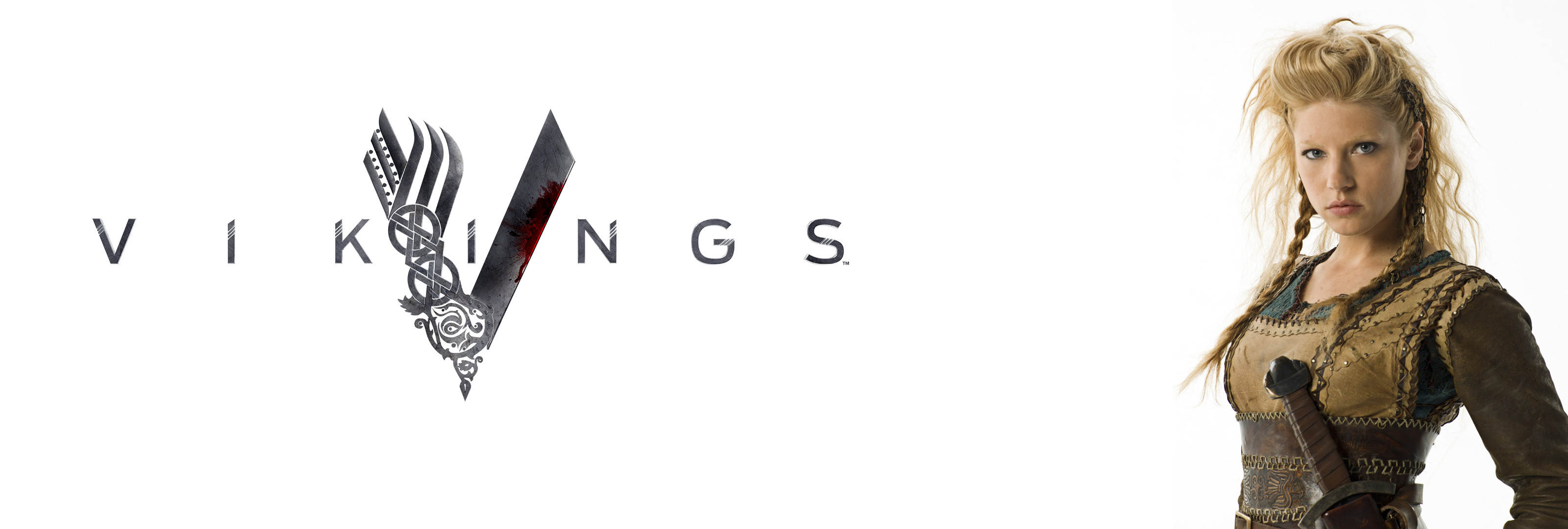 Lagertha, Vikings, Logo, Sfondo bianco, 2K, wallpaper per computer