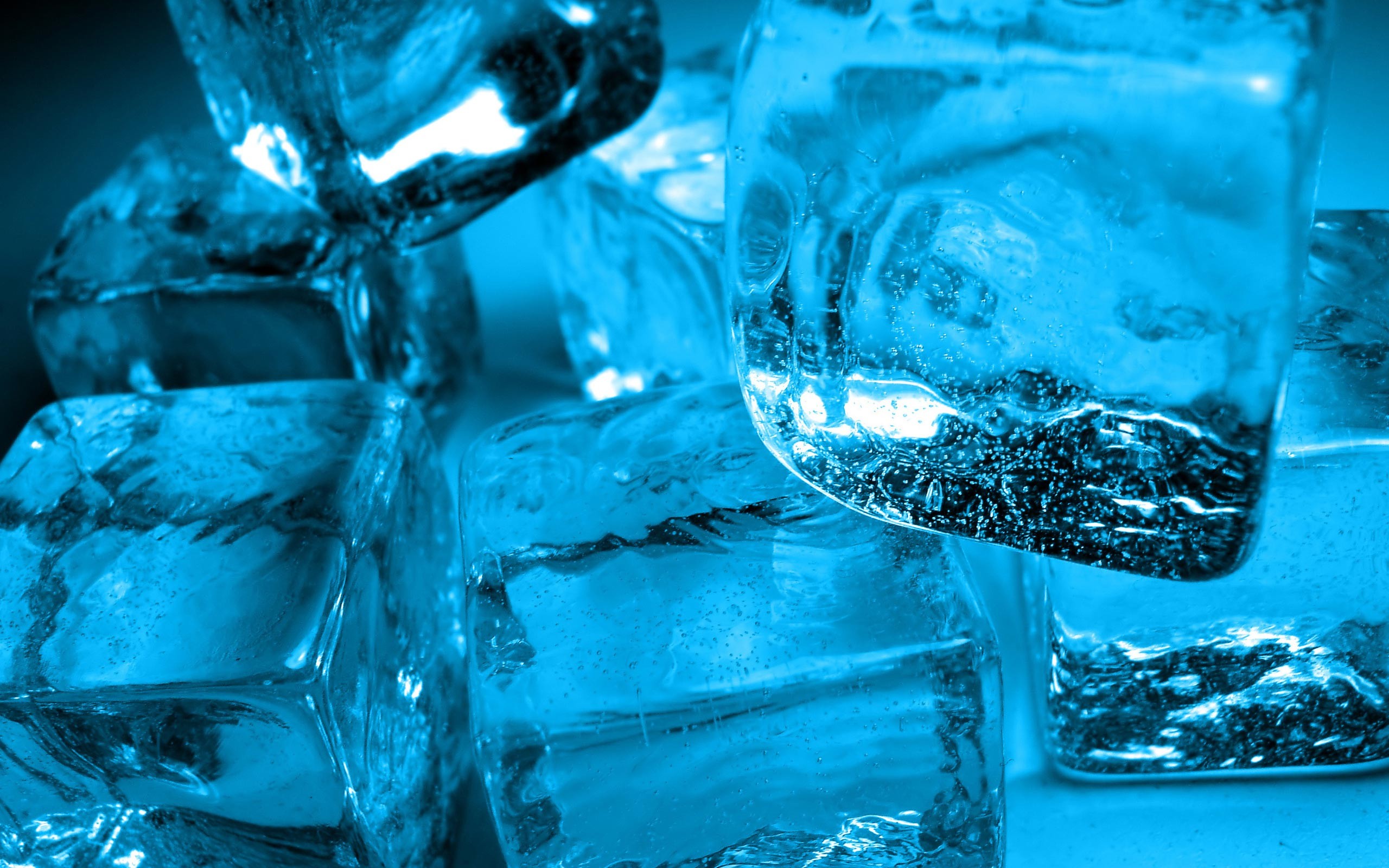 Cubetti di ghiaccio, Azzurro, Macro, 2K, sfondo desktop