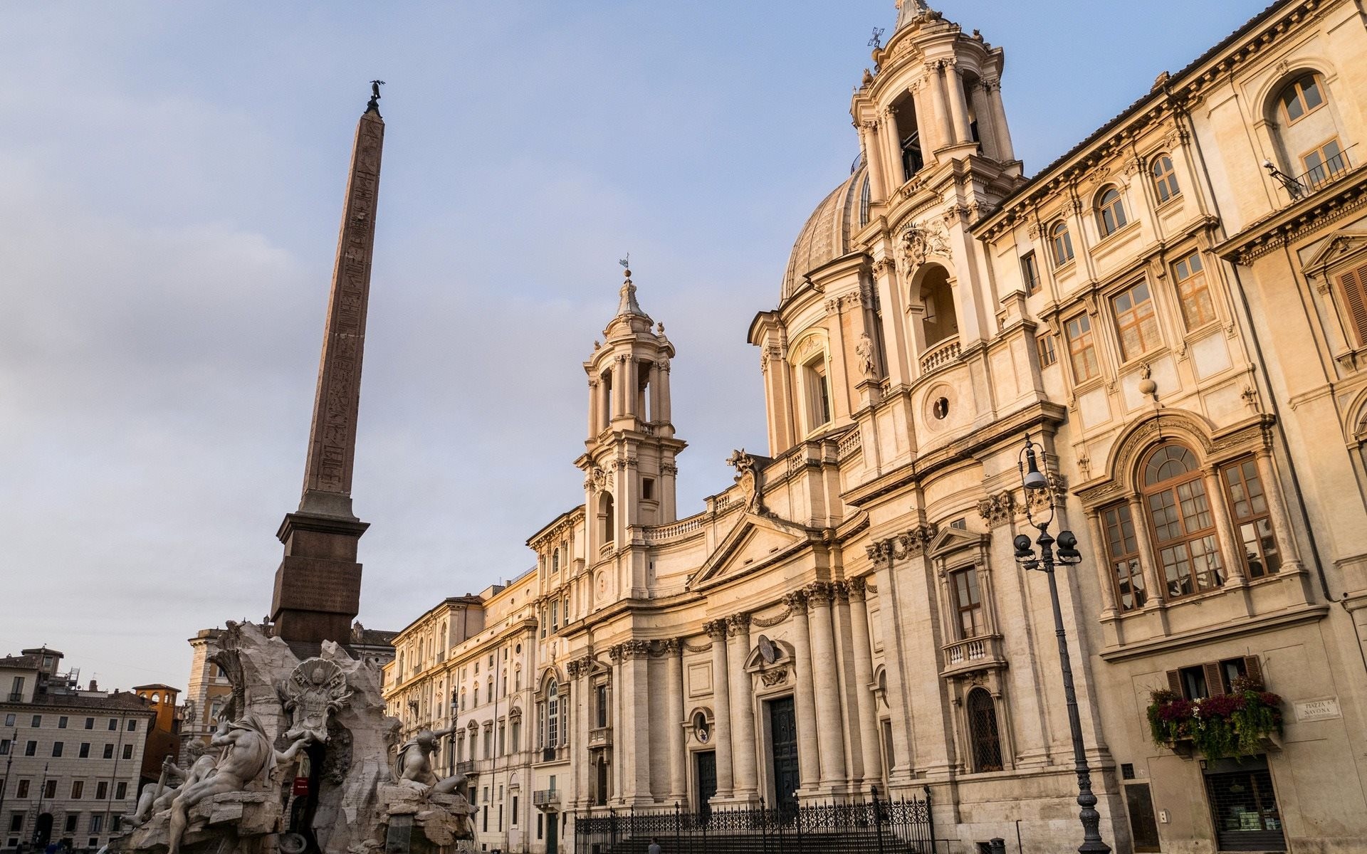 Sant'Agnese in Agone, Obelisco Agonale, Piazza Navona, Roma, Barocco, sfondo desktop Full HD