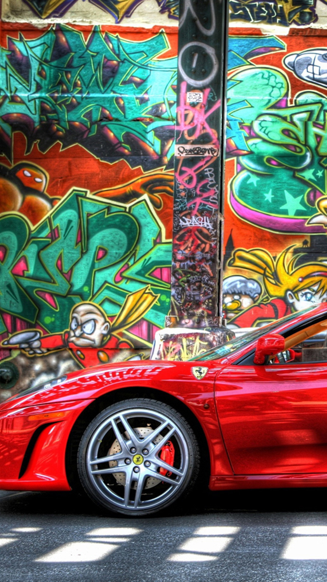 Ferrari F430, Ferrari, Graffiti, Auto sportiva, wallpaper iPhone 6