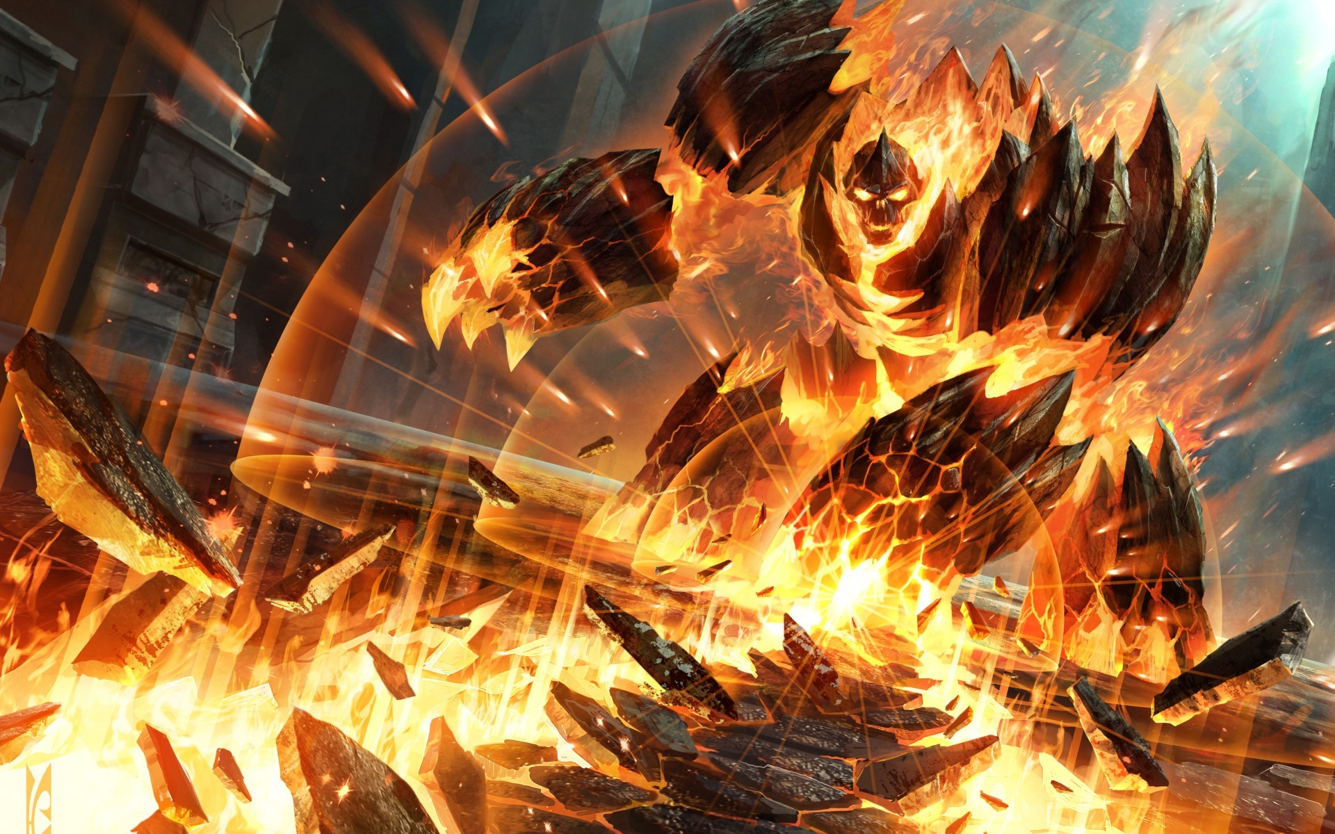 Ragnaros, Hearthstone, Elementale del fuoco, Fiamme, Lava, 1920x1200, sfondo MacBook Pro