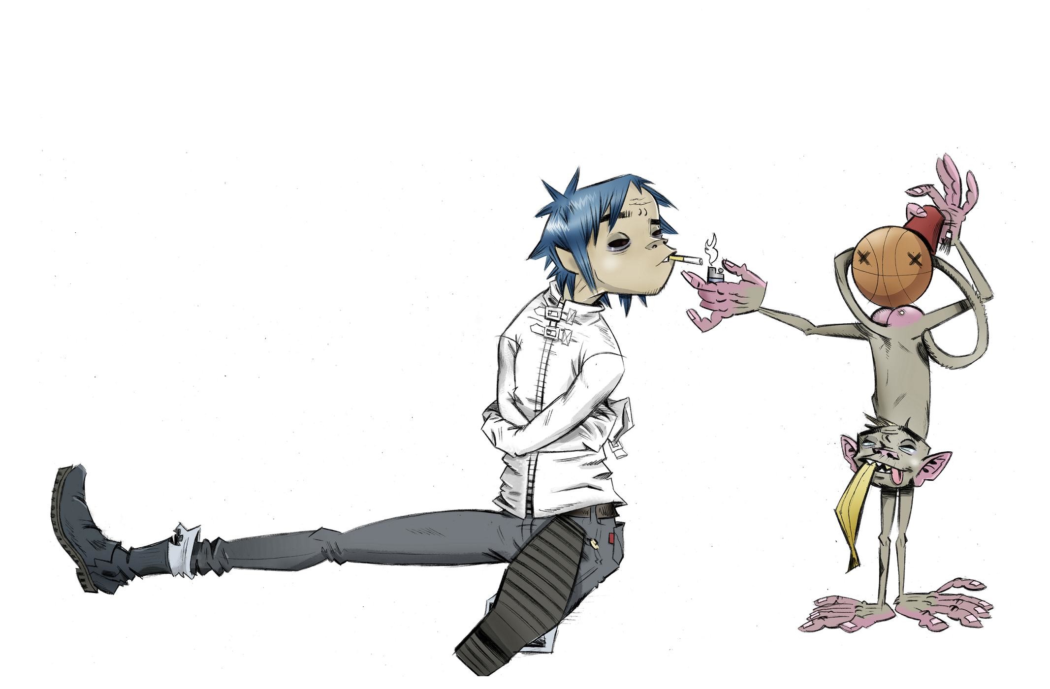 Gorillaz, 2-D, Sfondo bianco, Fumetto, Full HD, wallpaper desktop