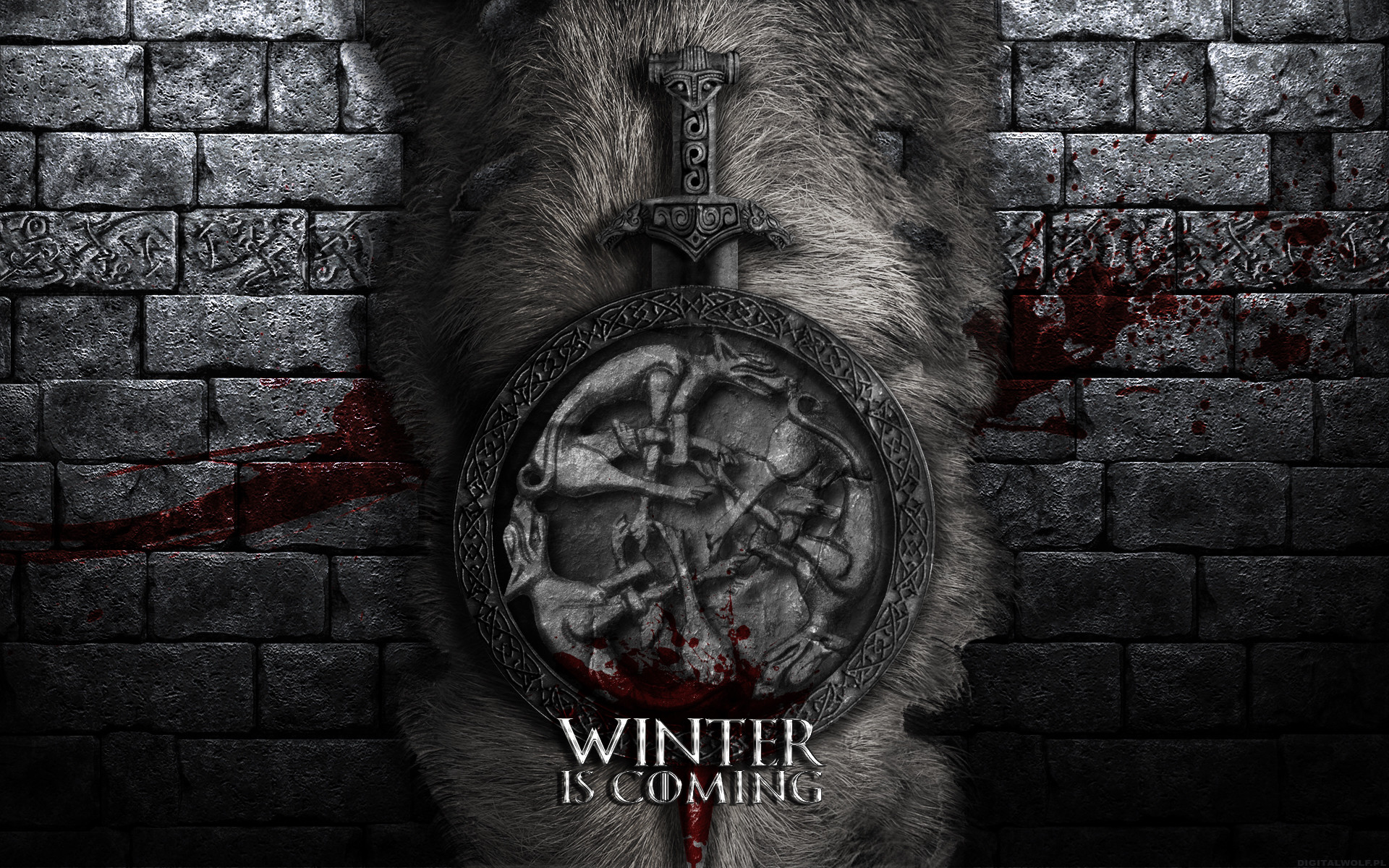 Metalupo, Casa Stark, Winter Is Coming, Il Trono di Spade, Muro di pietra, sfondo desktop Full HD