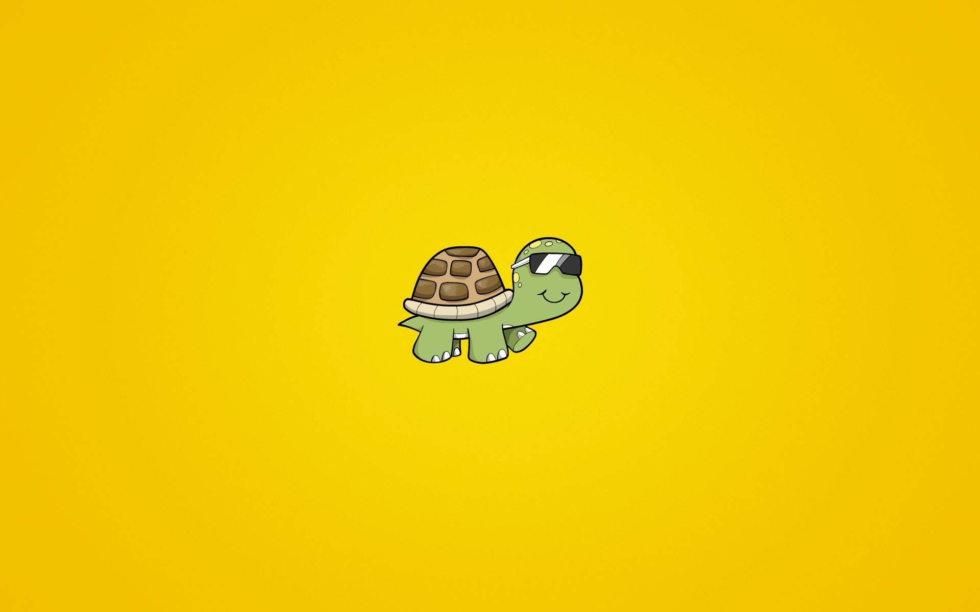 Tartaruga, Cartone animato, Sfondo giallo, Minimalismo, 16:10 Full HD, wallpaper widescreen
